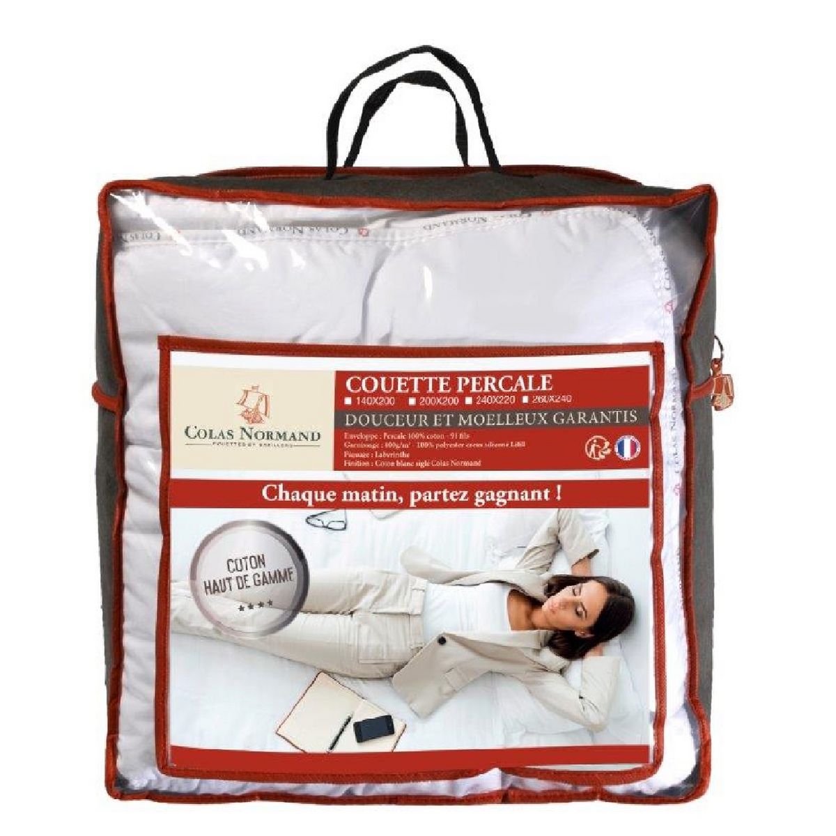 COLAS NORMAND Couette chaude en percale coton 91 fils 400g/m²