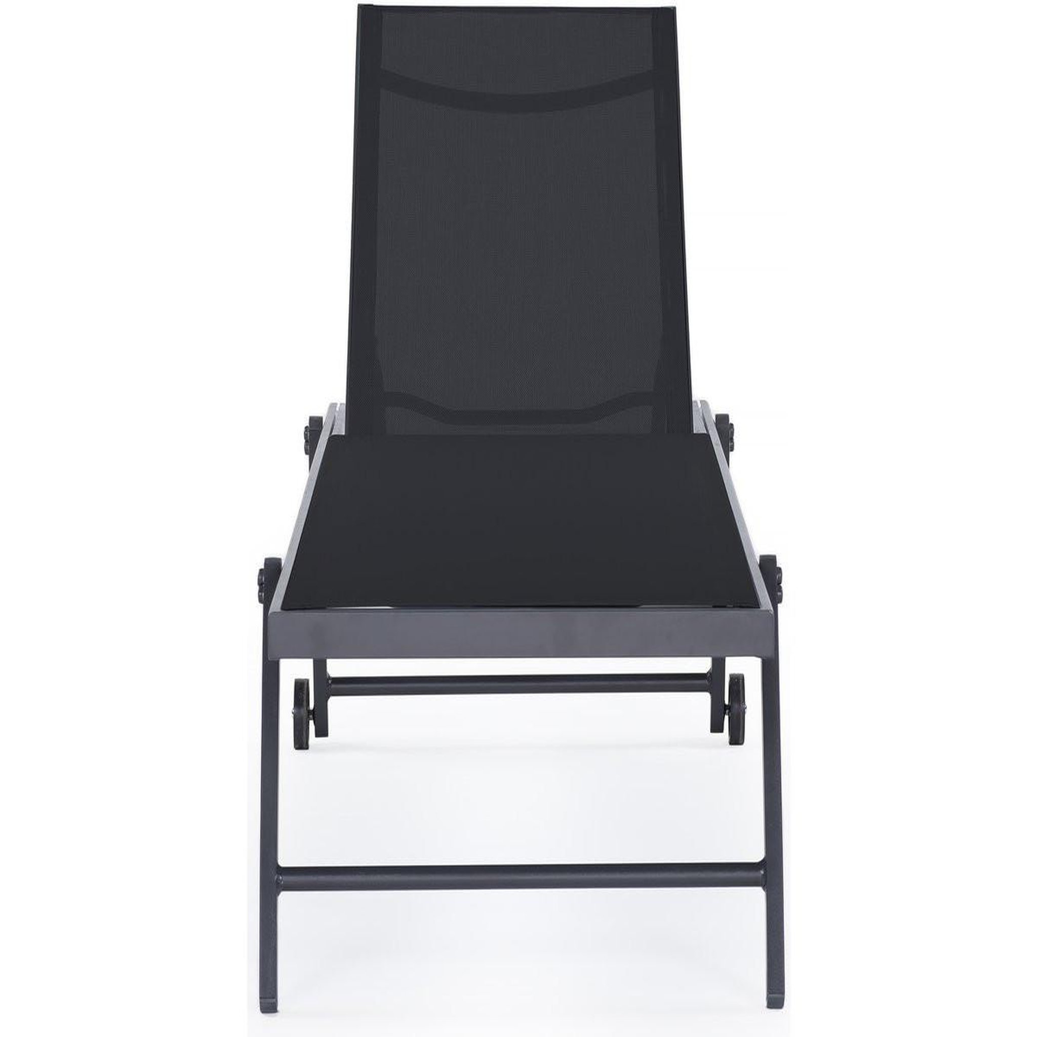 Voir la diapositive 2 : Habitat et Jardin Lot de 2 bains de soleil textilène aluminium  jolia  - gris foncé / noir