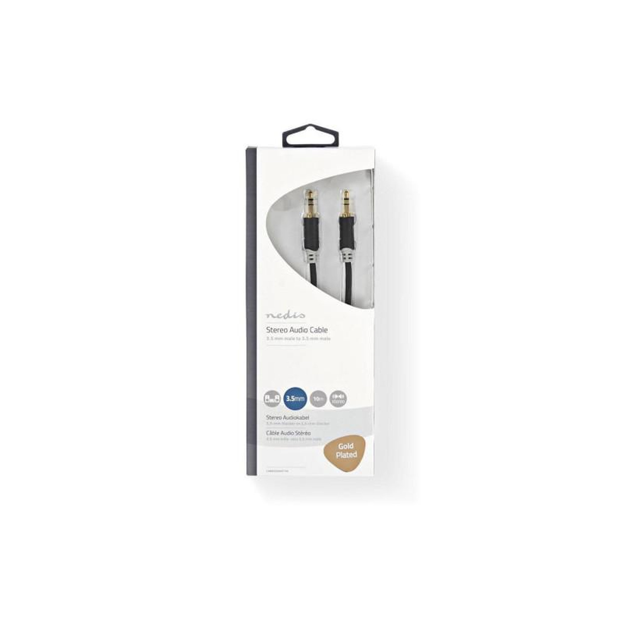 Voir la diapositive 3 : NEDIS Câble audio stéréo 3.5 mm Mâle | 3.5 mm Mâle | Plaqué or | 10.0 m | Ron NEDIS - CABW22000AT100