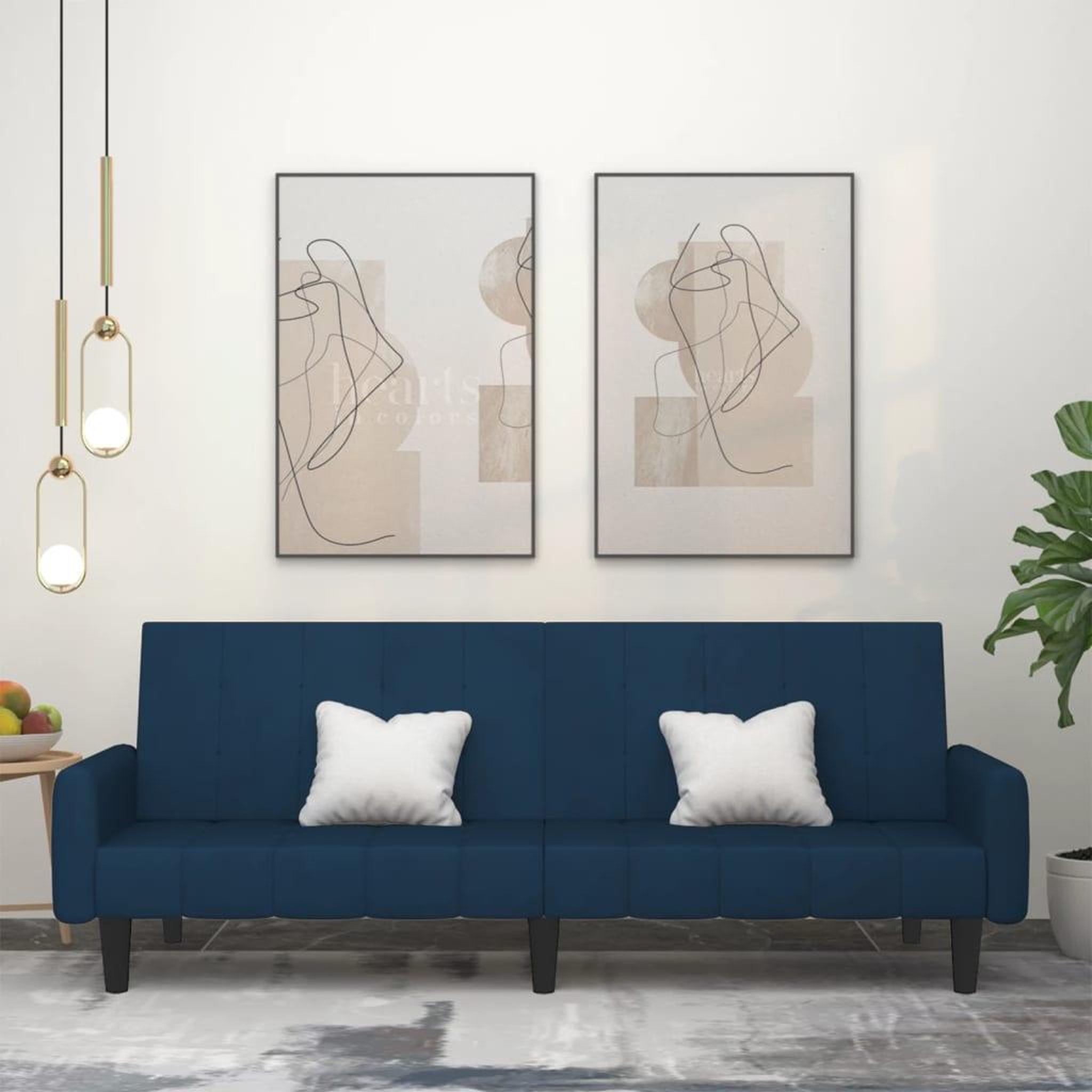 VIDAXL Canape-lit a 2 places Bleu Velours