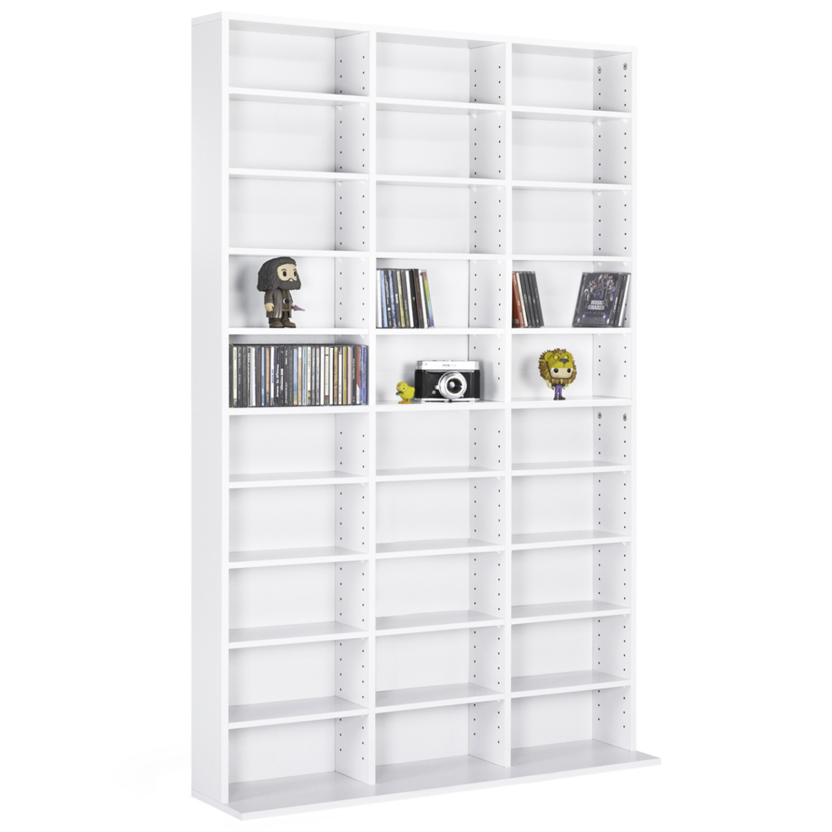 ID MARKET Bibliothèque étagère CD CEYLIA 30 cases avec étagères modulables bois blanc