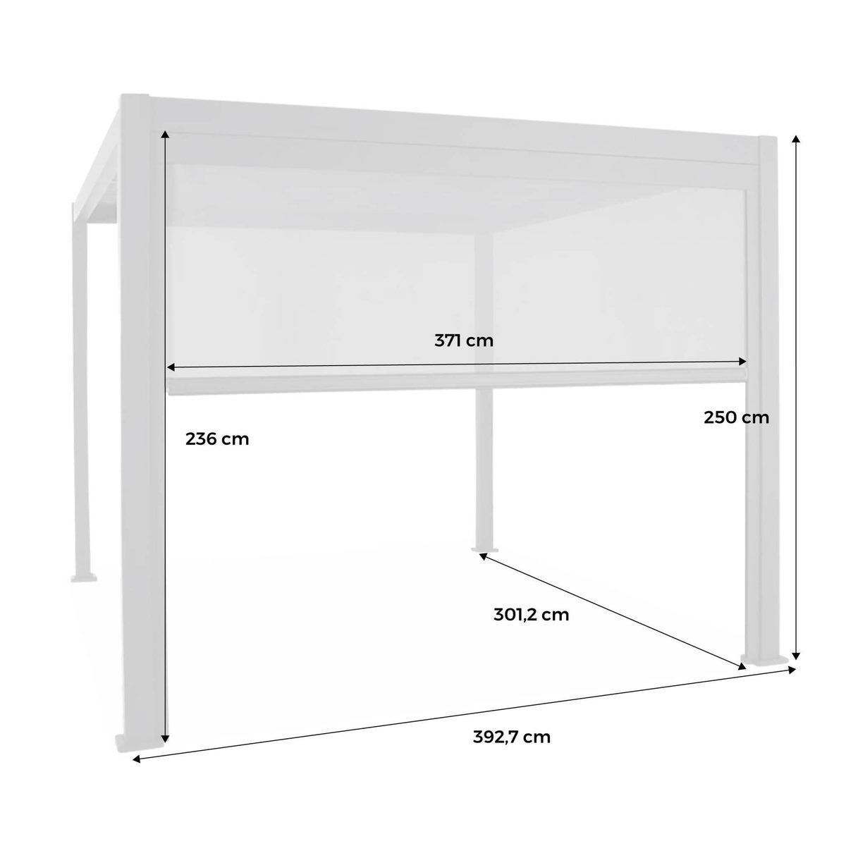 SWEEEK Pergola Bioclimatique – Triomphe – 4x3m, aluminium, à lames orientables + store 3m