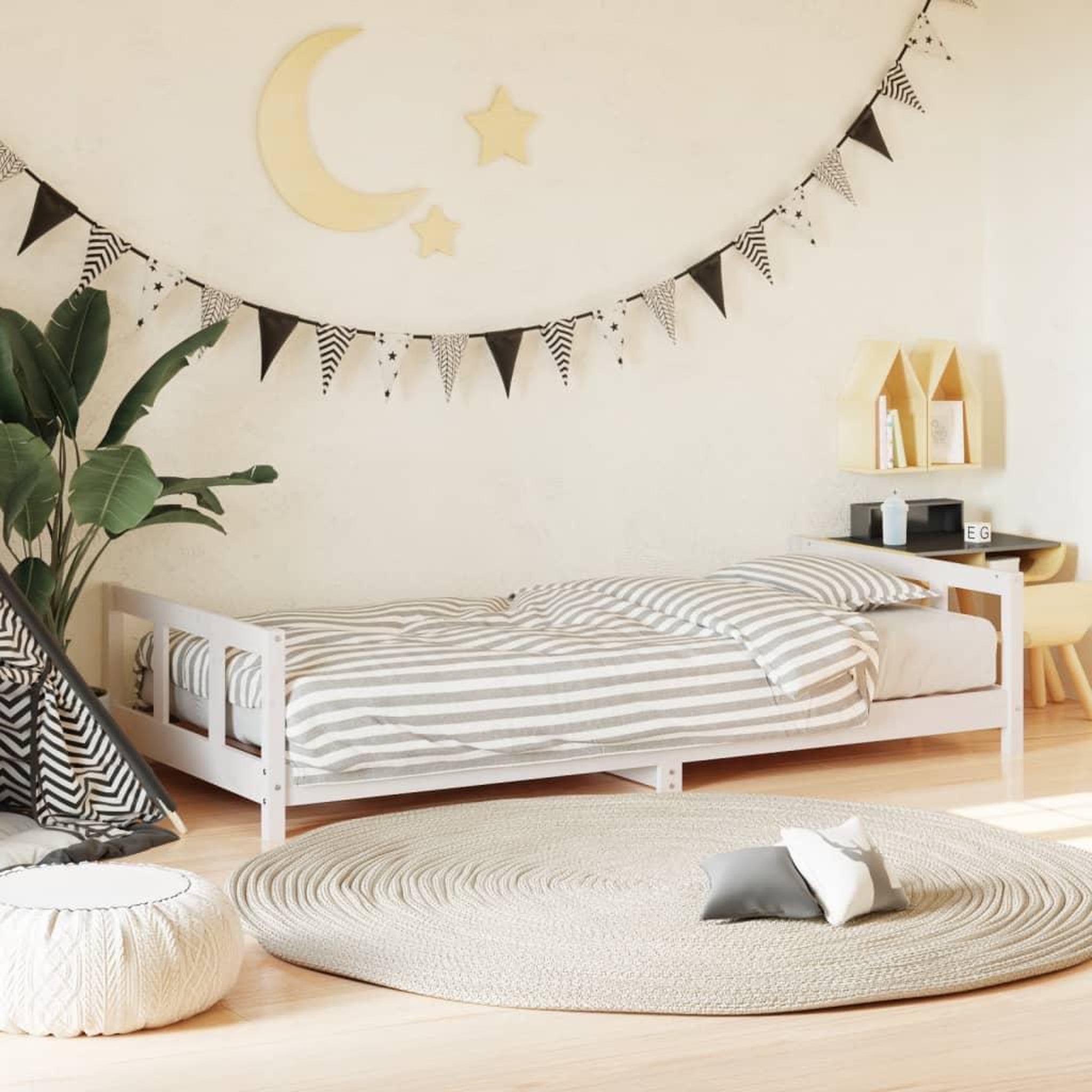 VIDAXL Cadre de lit pour enfants blanc 90x200 cm bois de pin massif