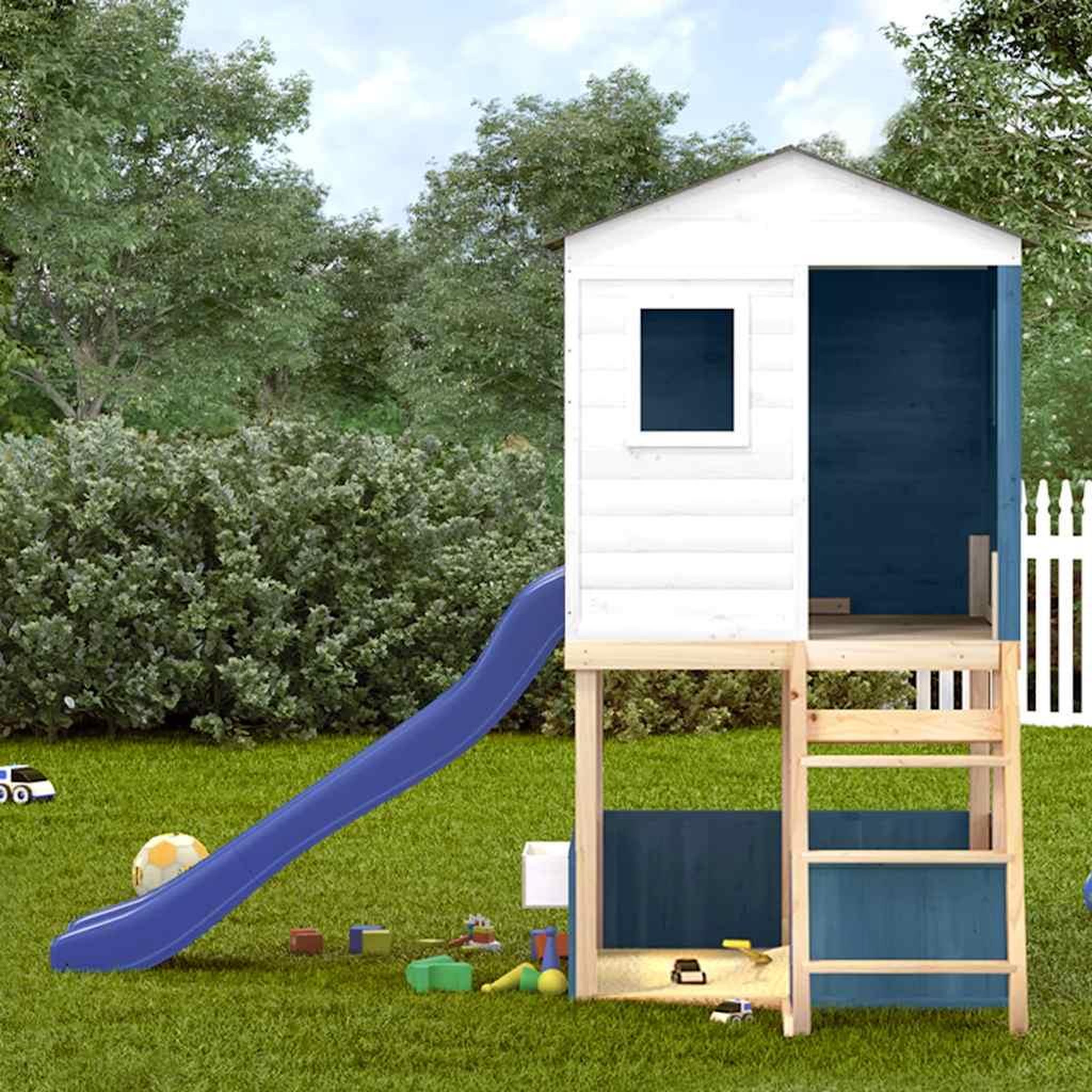 Voir la diapositive 3 : VIDAXL Aire de jeux d'exterieur blanc et bleu bois massif de sapin