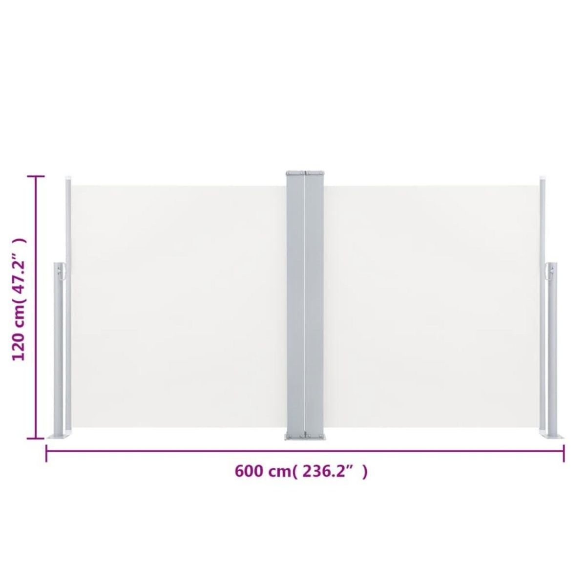 VIDAXL Auvent lateral retractable Creme 120 x 600 cm