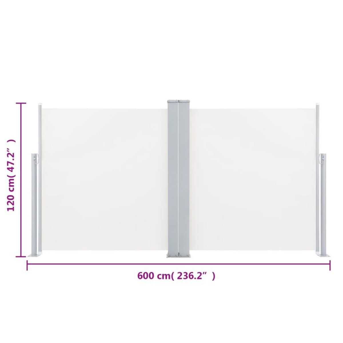 VIDAXL Auvent lateral retractable Creme 120 x 600 cm