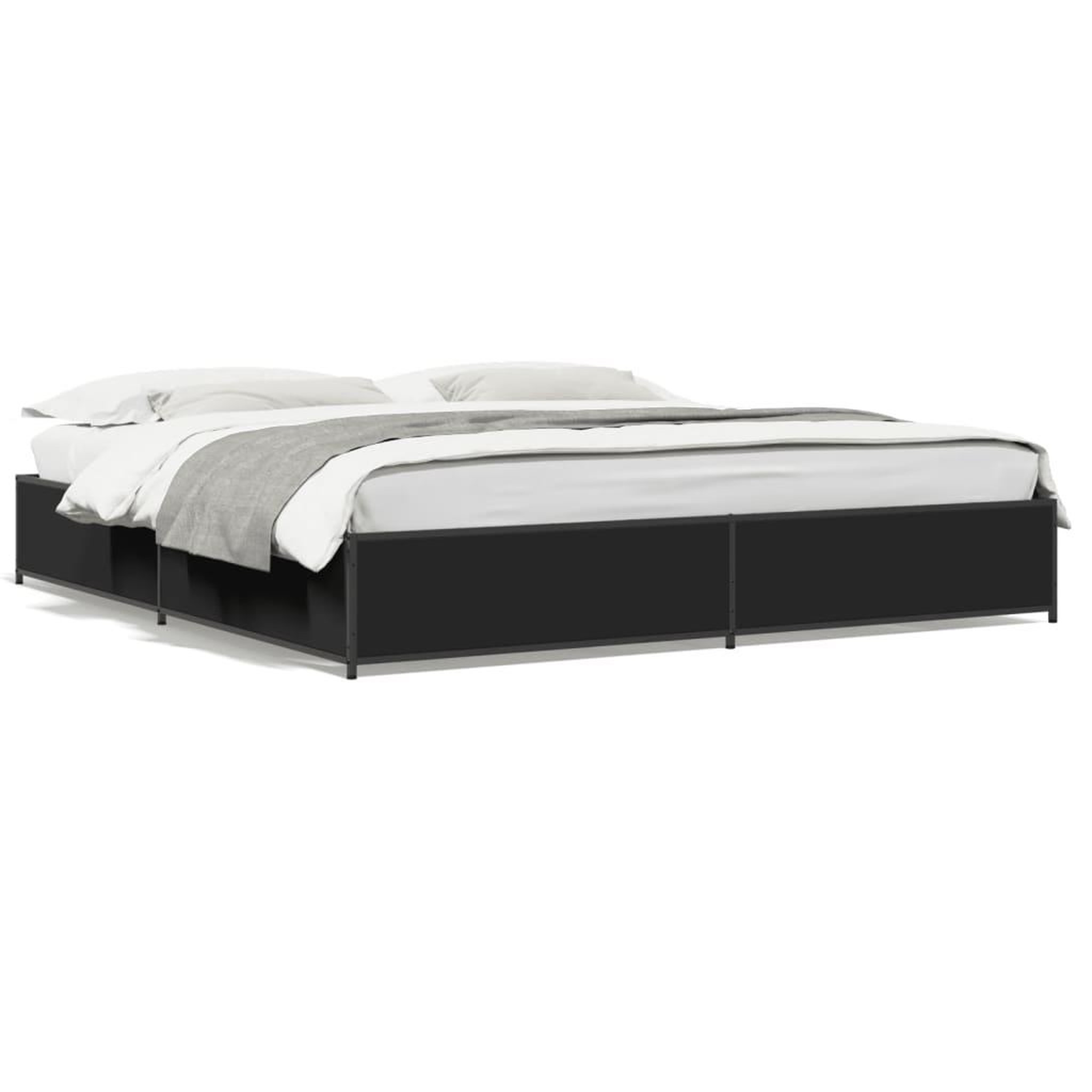 Voir la diapositive 2 : VIDAXL Cadre de lit sans matelas noir 160x200 cm