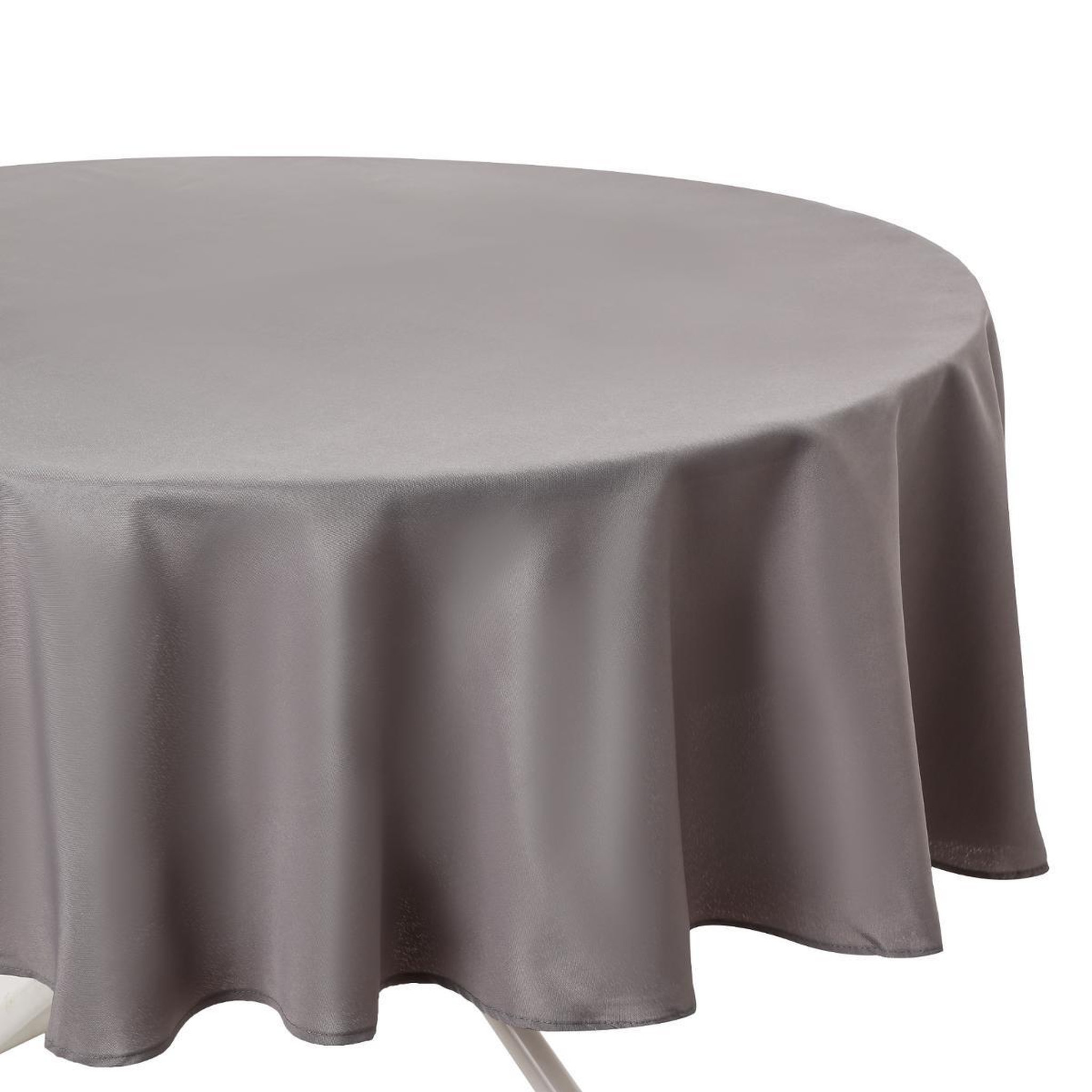 Voir la diapositive 3 : ATMOSPHERA Nappe antitache ronde  unie  180cm gris