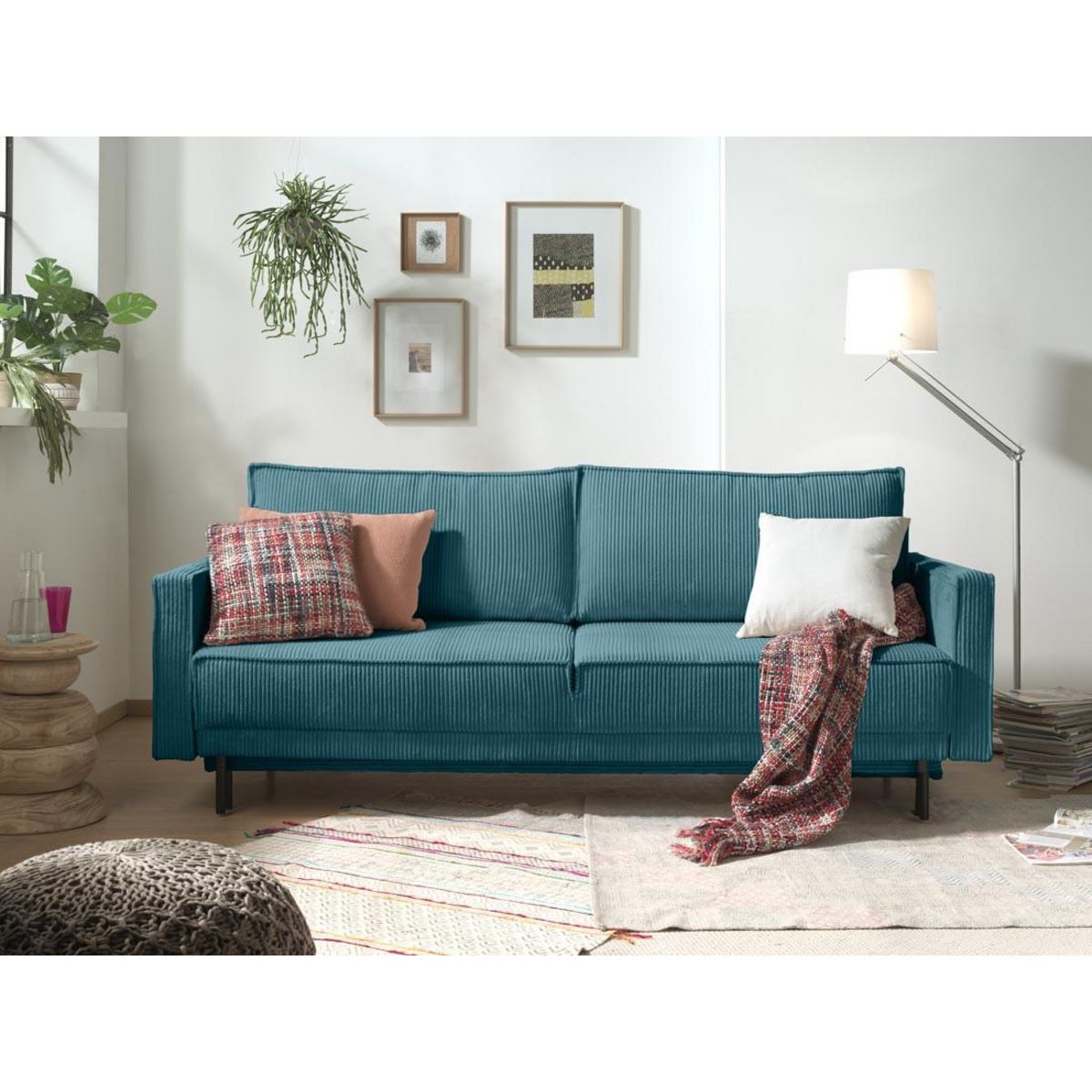 LISA DESIGN Charlie - canapé 3 places convertible avec coffre - en velours côtelé