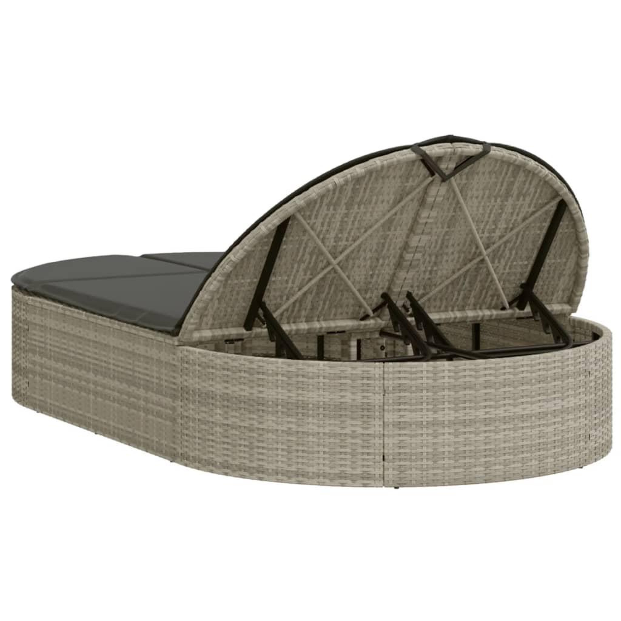 Voir la diapositive 5 : VIDAXL Chaise longue double avec coussins gris clair resine tressee