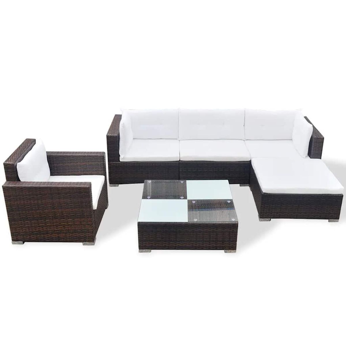 VIDAXL Salon de jardin 6 pcs avec coussins Resine tressee Marron