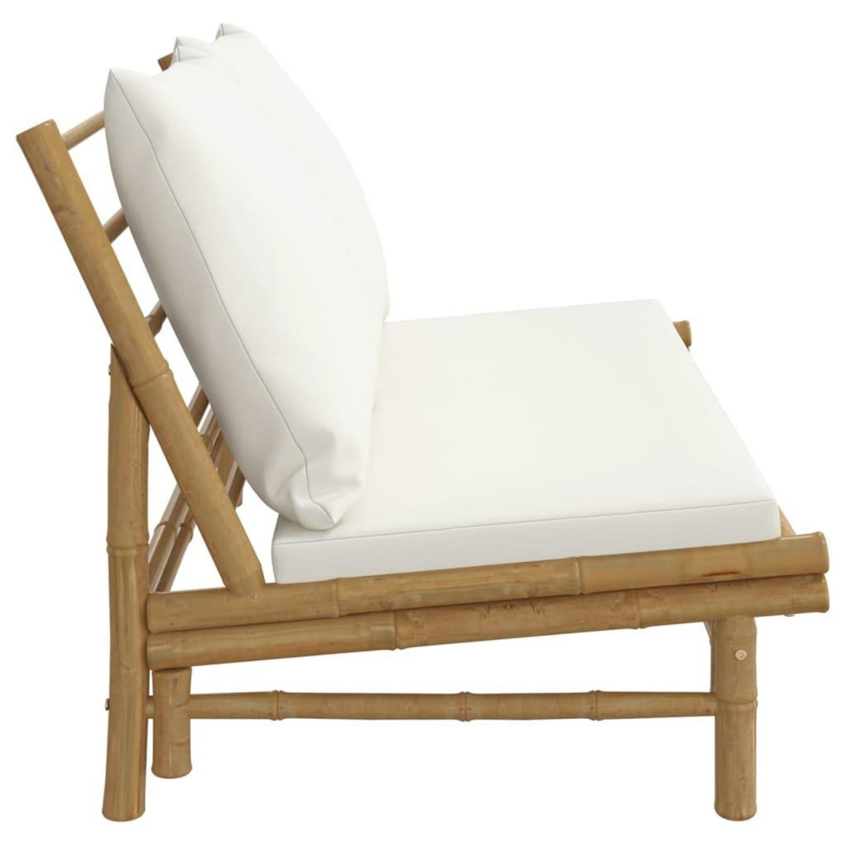 VIDAXL Banc de jardin avec coussins blanc creme bambou