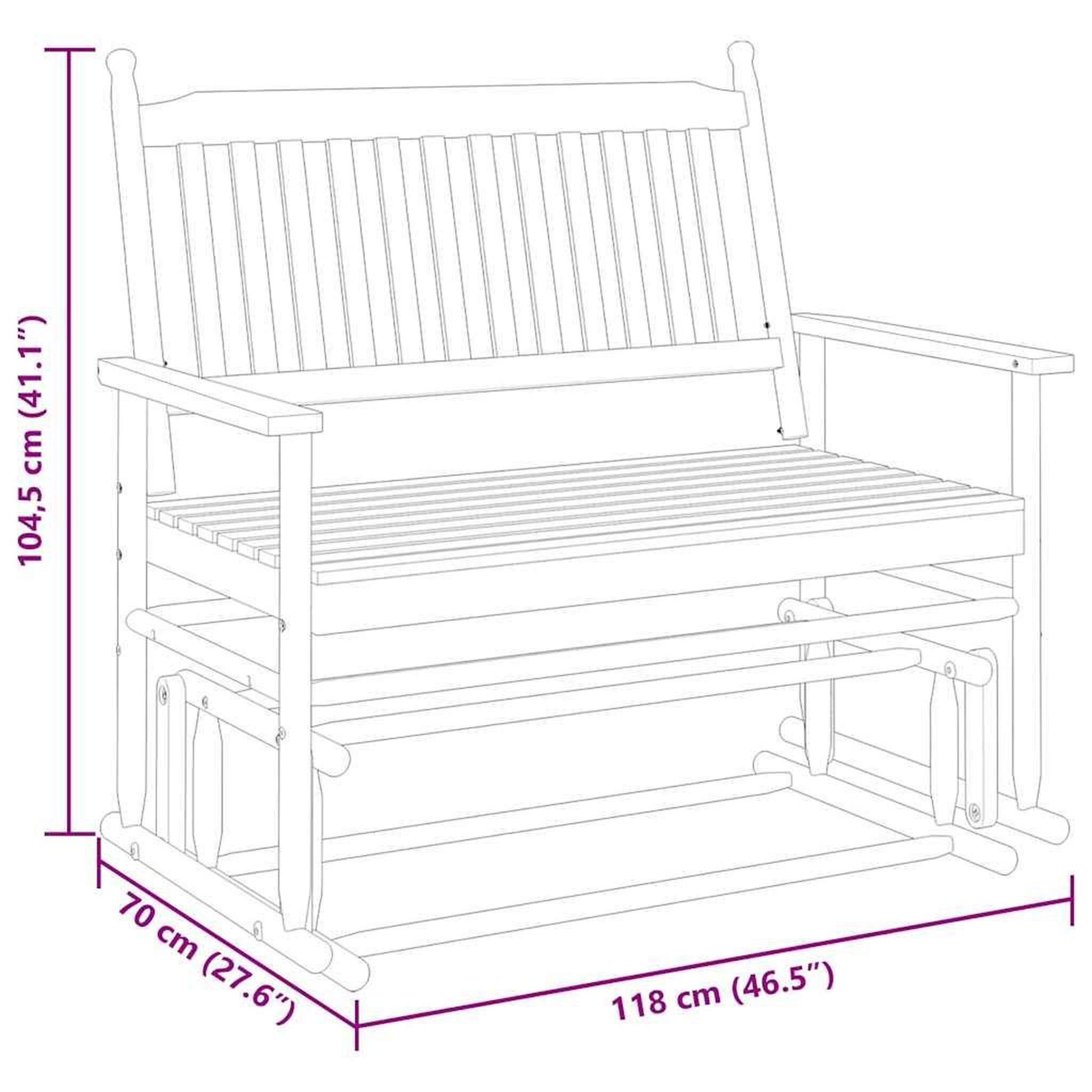 Voir la diapositive 6 : VIDAXL Banc balancelle blanc 118x70x104,5 cm bois massif de peuplier