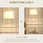 Voir la diapositive 4 : HOMCOM Lampadaire étagères design dim. Ø 37 x 162H cm 40 W max. bois bambou verni métal abat-jour tissu blanc