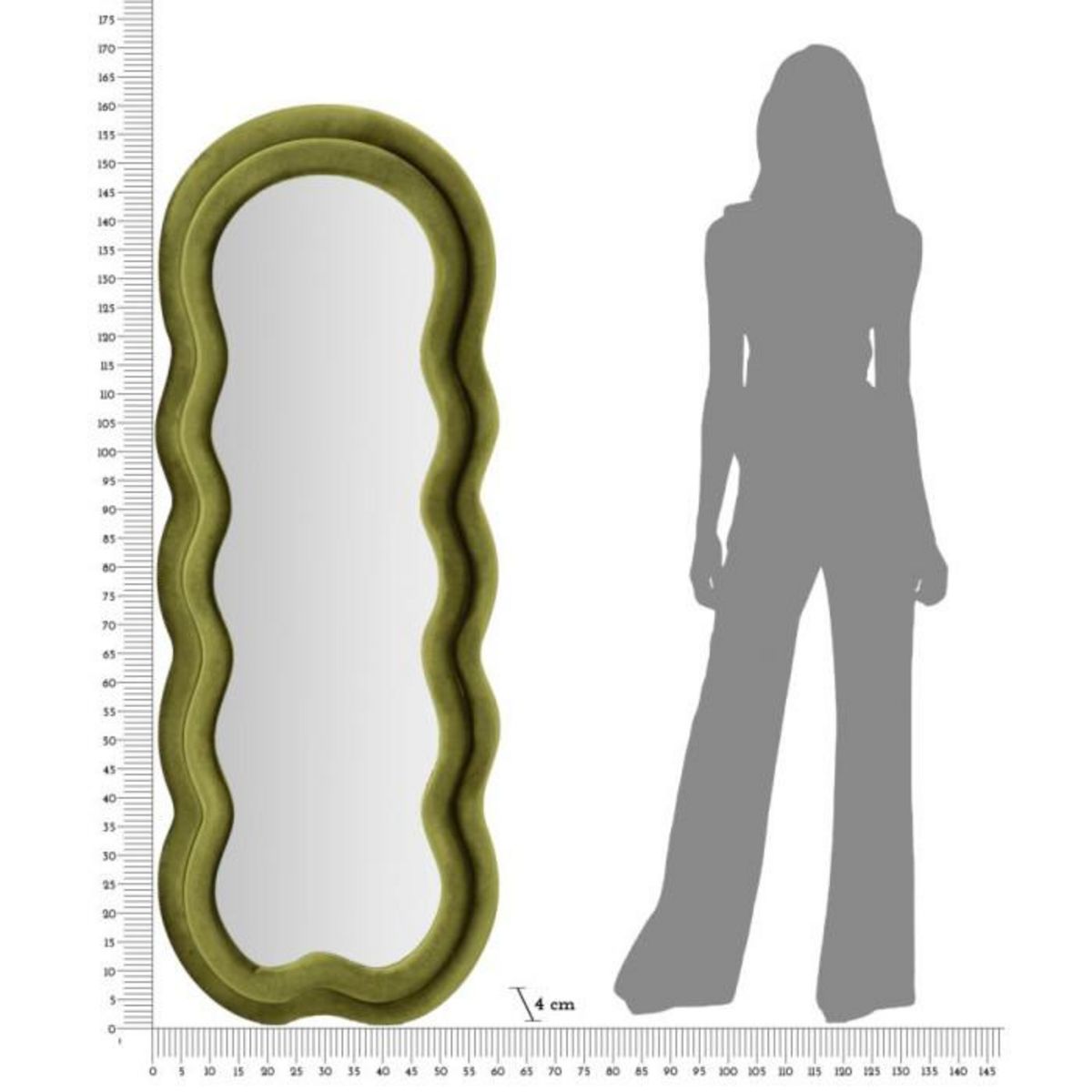 Paris Prix Miroir Mural en Velours  Wavy  160cm Vert