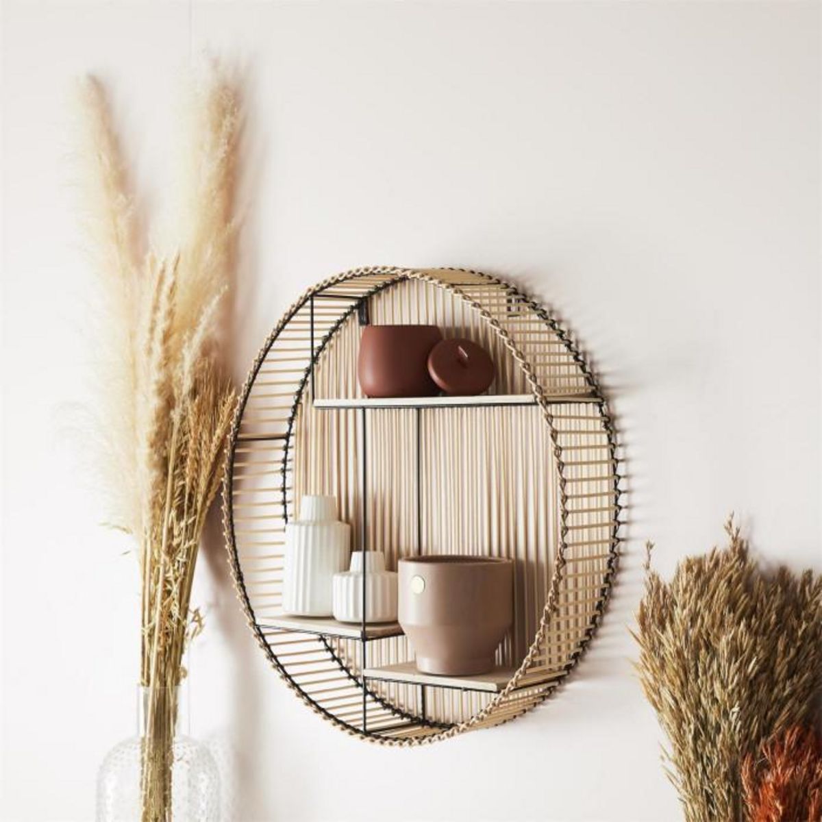 Paris Prix Étagère Murale Ronde Déco  Java  53cm Beige