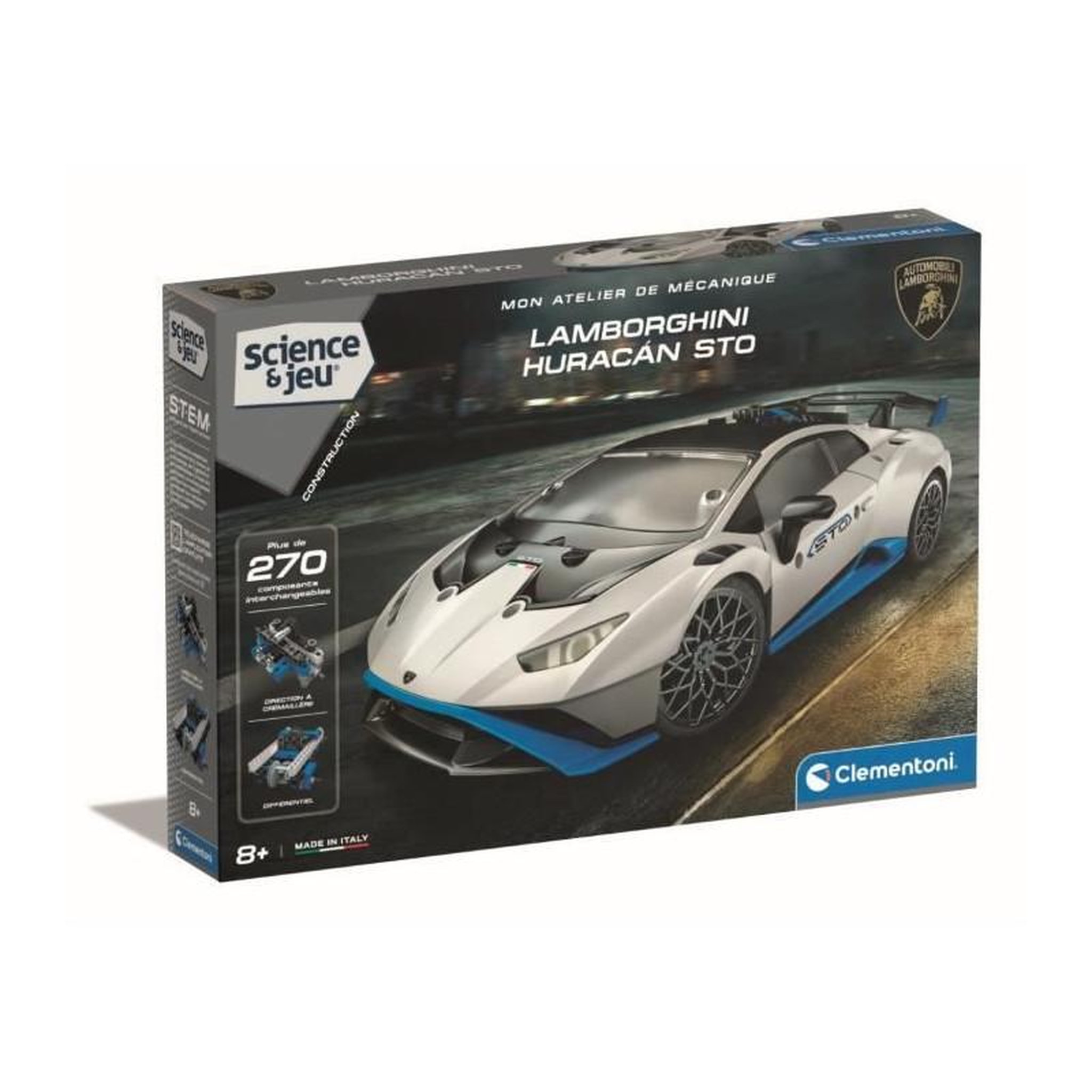 CLEMENTONI CLEMENTONI - Lamborghini Huracan STO a construire - Roues orientables - Manuel illustré et application pour visualisation 3D -