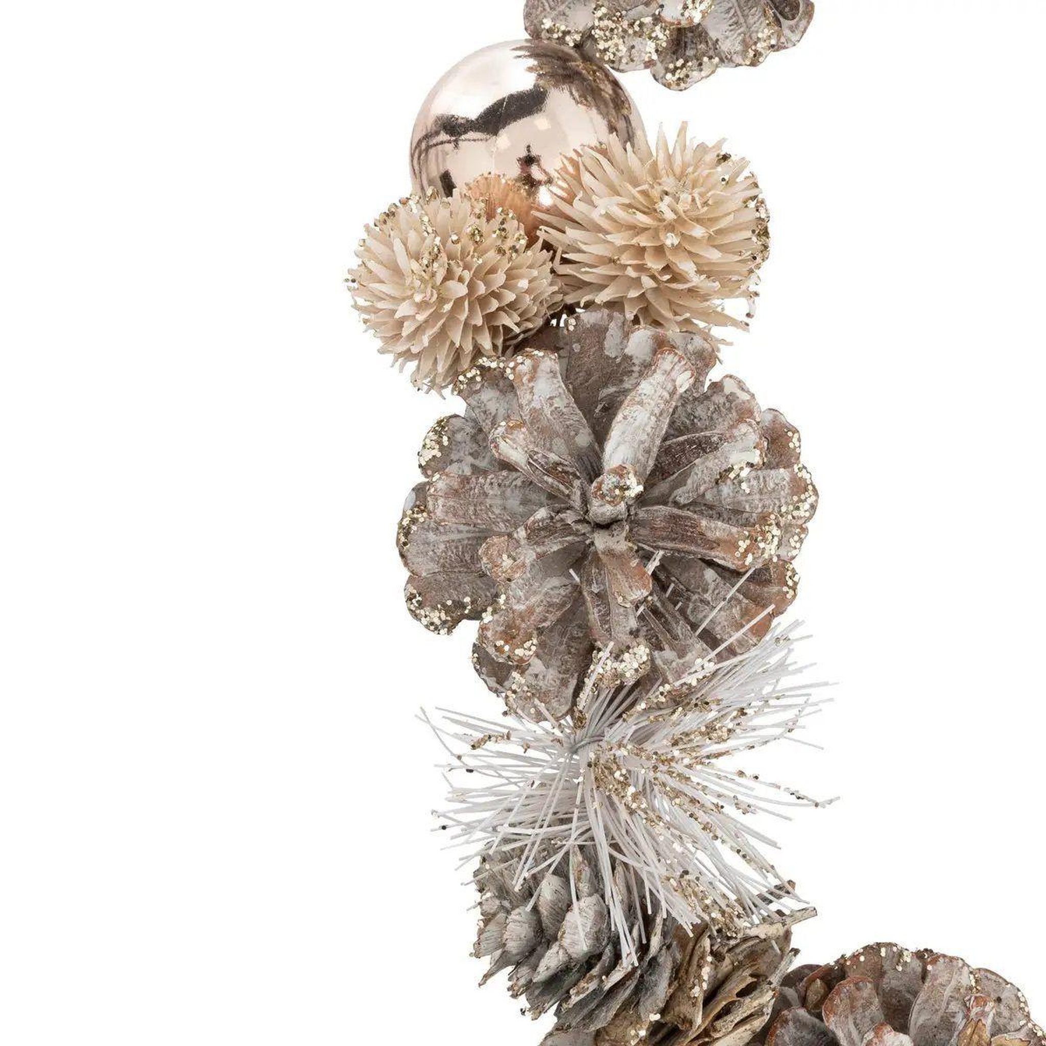 Voir la diapositive 2 : ATMOSPHERA Guirlande de Noël  Pomme de Pin  100cm Or