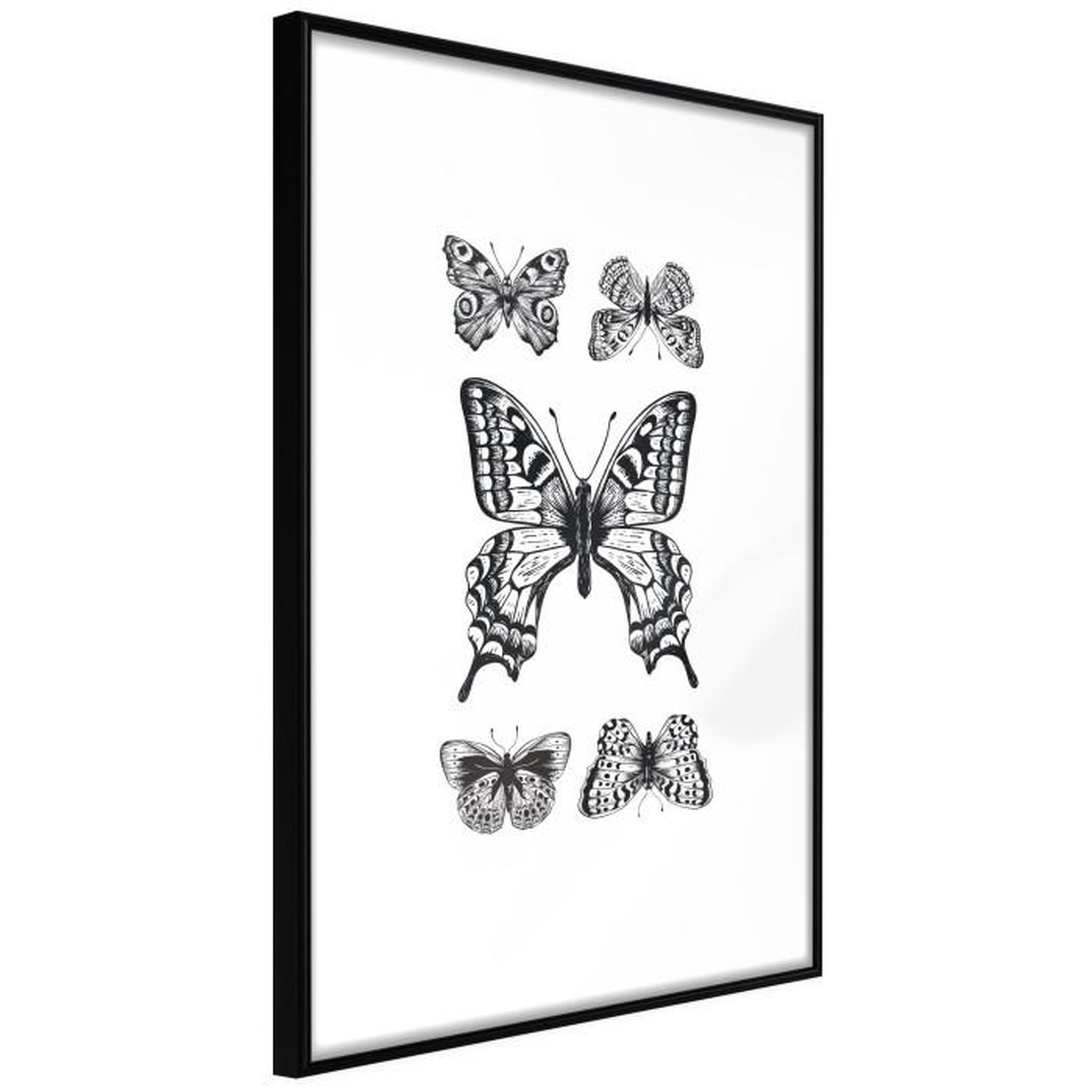 Paris Prix Affiche Murale Encadrée  Butterfly Collection IV. Coloris disponibles : Noir, Jaune
