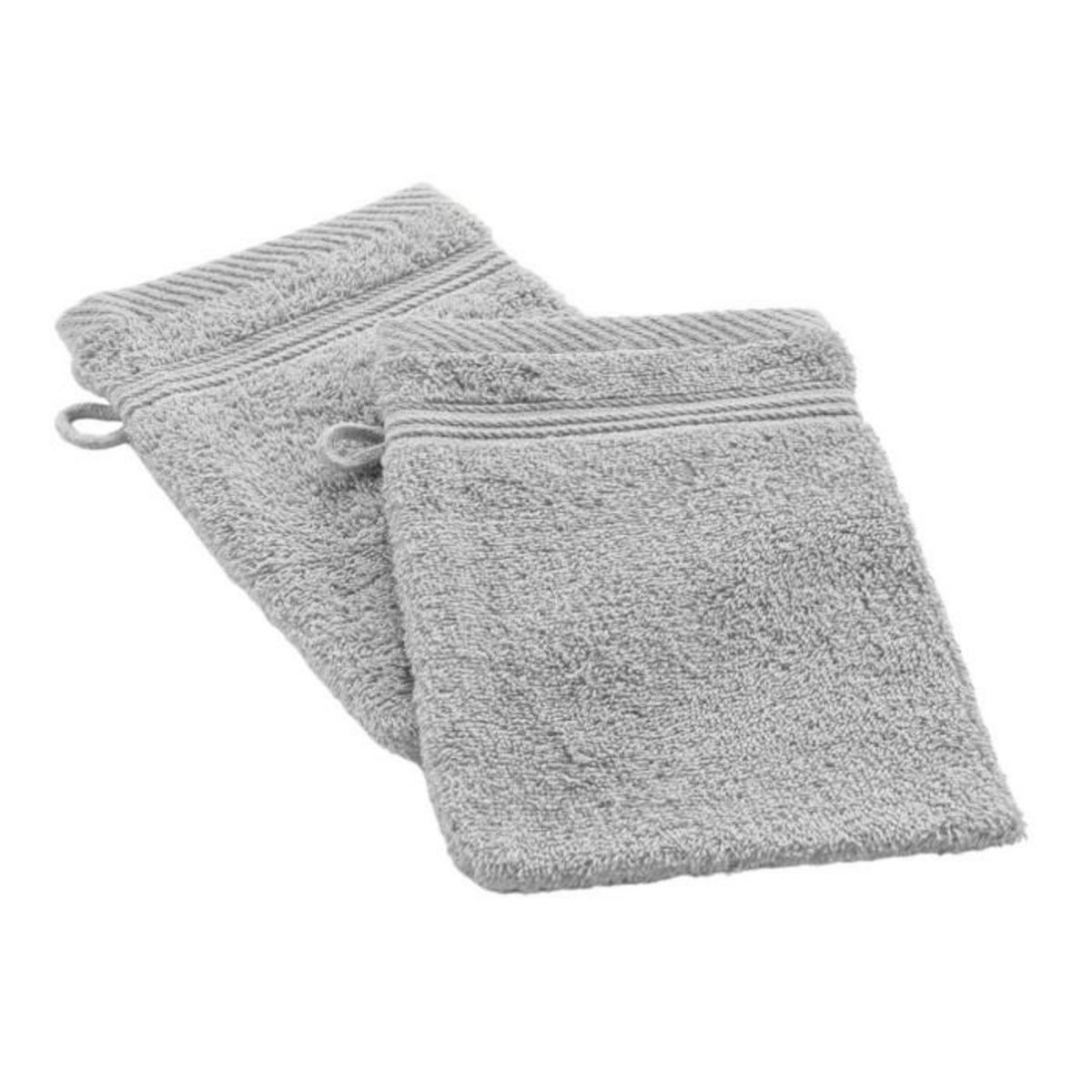 Paris Prix Lot de 2 Gants de Toilette  Tendresse  15x21cm Gris Perle