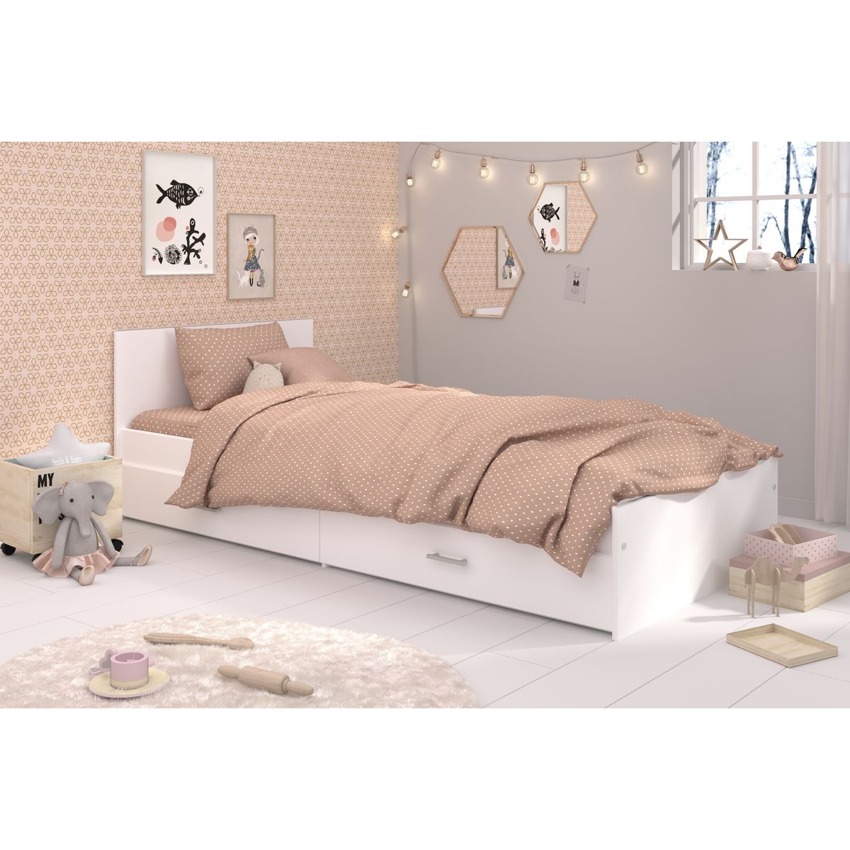 Lit 2 tiroirs 90x200cm EDEN