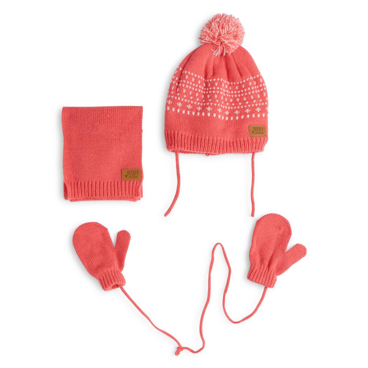 IN EXTENSO Ensemble bonnet et moufles bébé fille