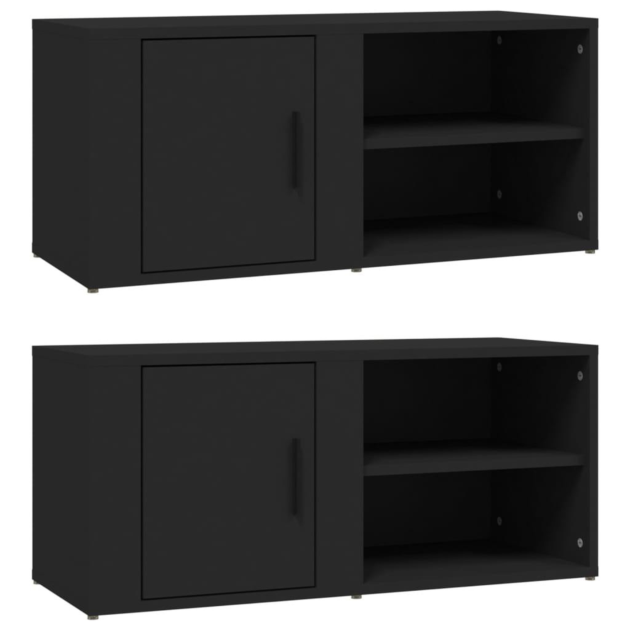Voir la diapositive 2 : VIDAXL Meubles TV 2 pcs Noir 80x31,5x36 cm Bois d'ingenierie