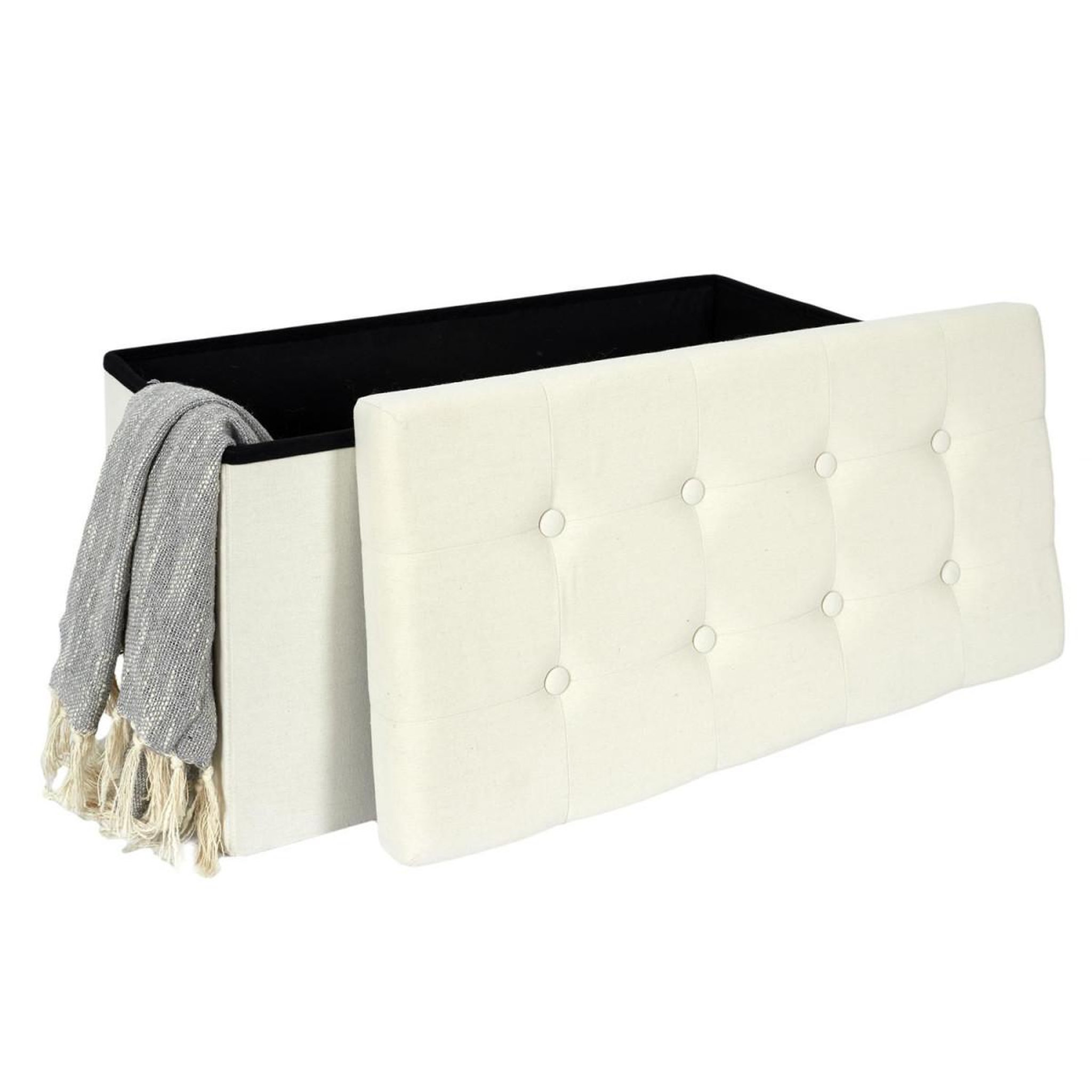 Voir la diapositive 4 : The Home Deco Factory Banc pliable & coffre  eleonor  76cm beige