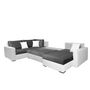 Voir la diapositive 4 : Canapé d'angle gauche panoramique convertible 5 places tissu simili avec coffre MAGNUS