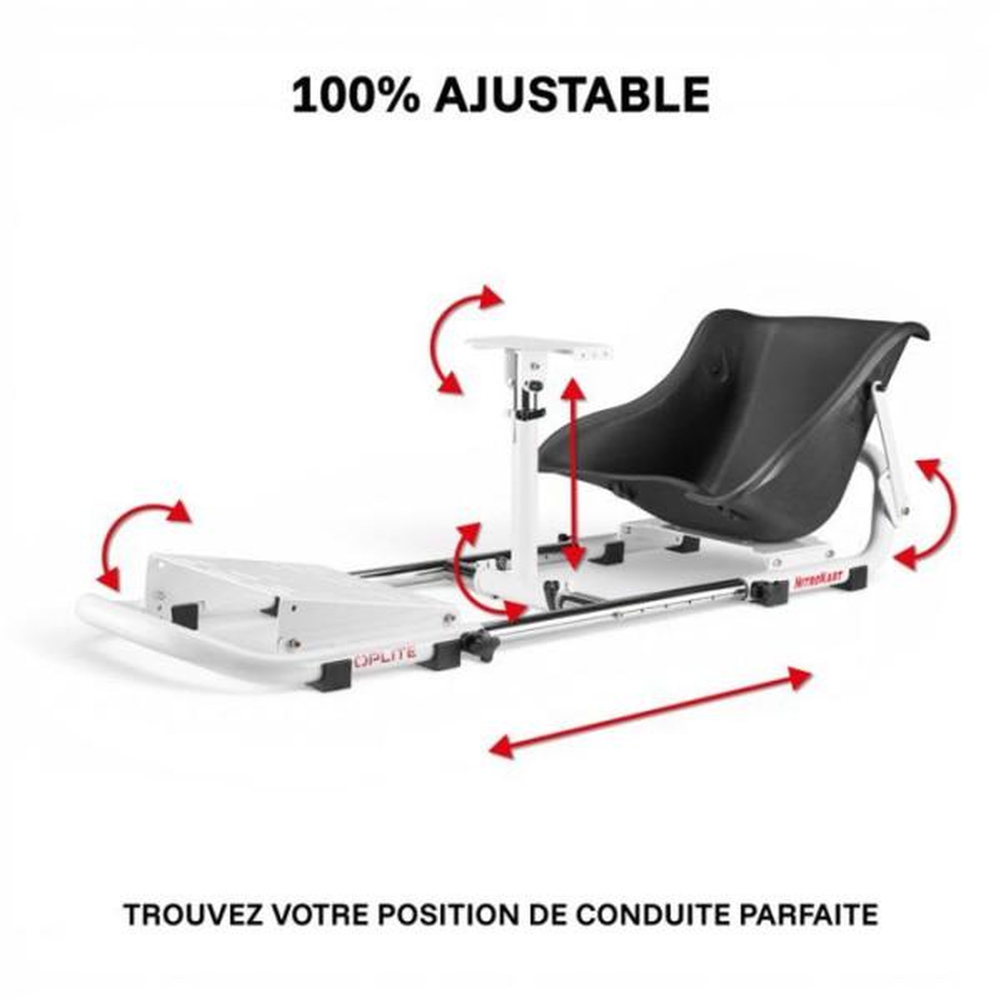 Voir la diapositive 6 : OPLITE Cockpit de simulation racing - oplite - nitrokart v2 - blanc - ergonomique - réglable - immersion totale