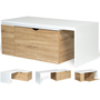 Voir la diapositive 1 : ID MARKET Table basse rotative bois et blanc 360° LIZZI extensible avec coffre