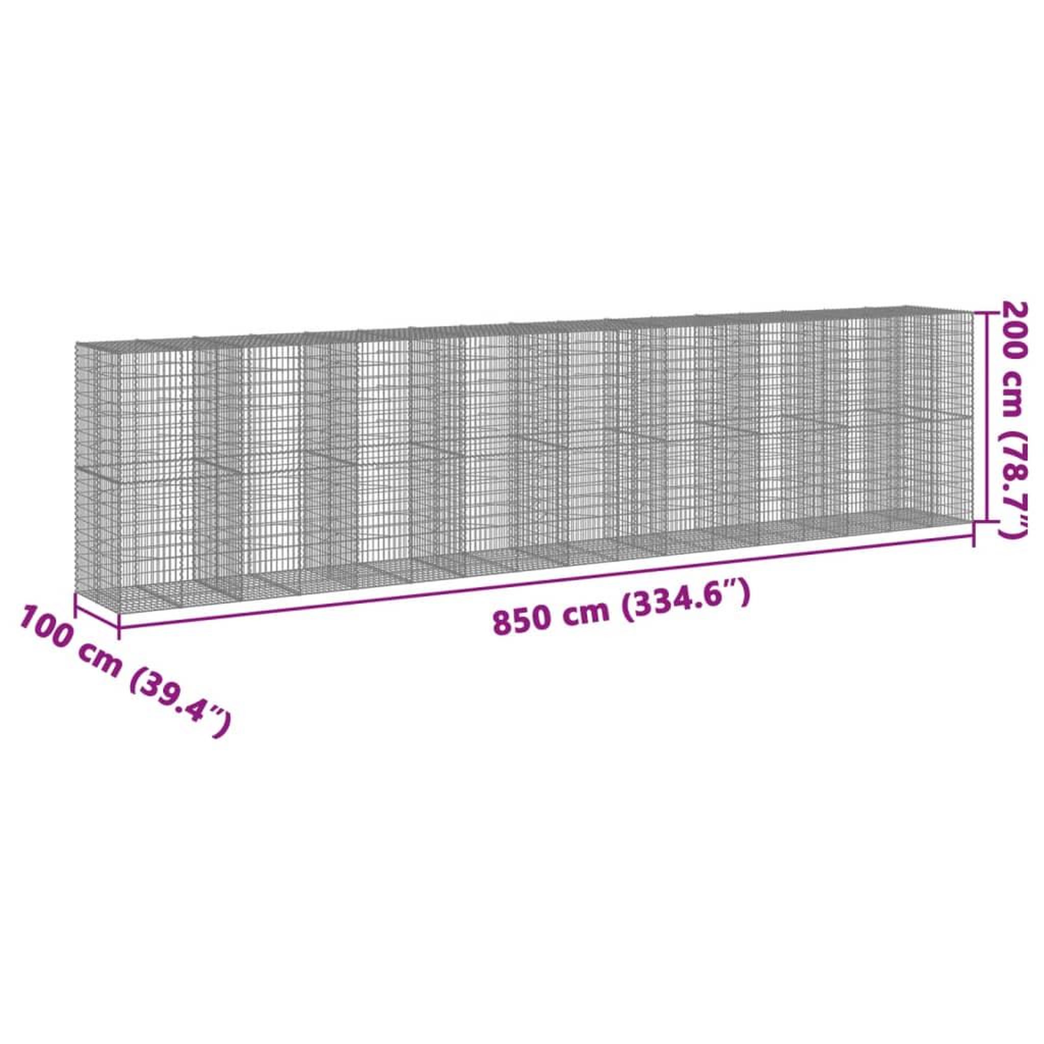 Voir la diapositive 6 : VIDAXL Panier gabion avec couvercle 850x100x200 cm fer galvanise