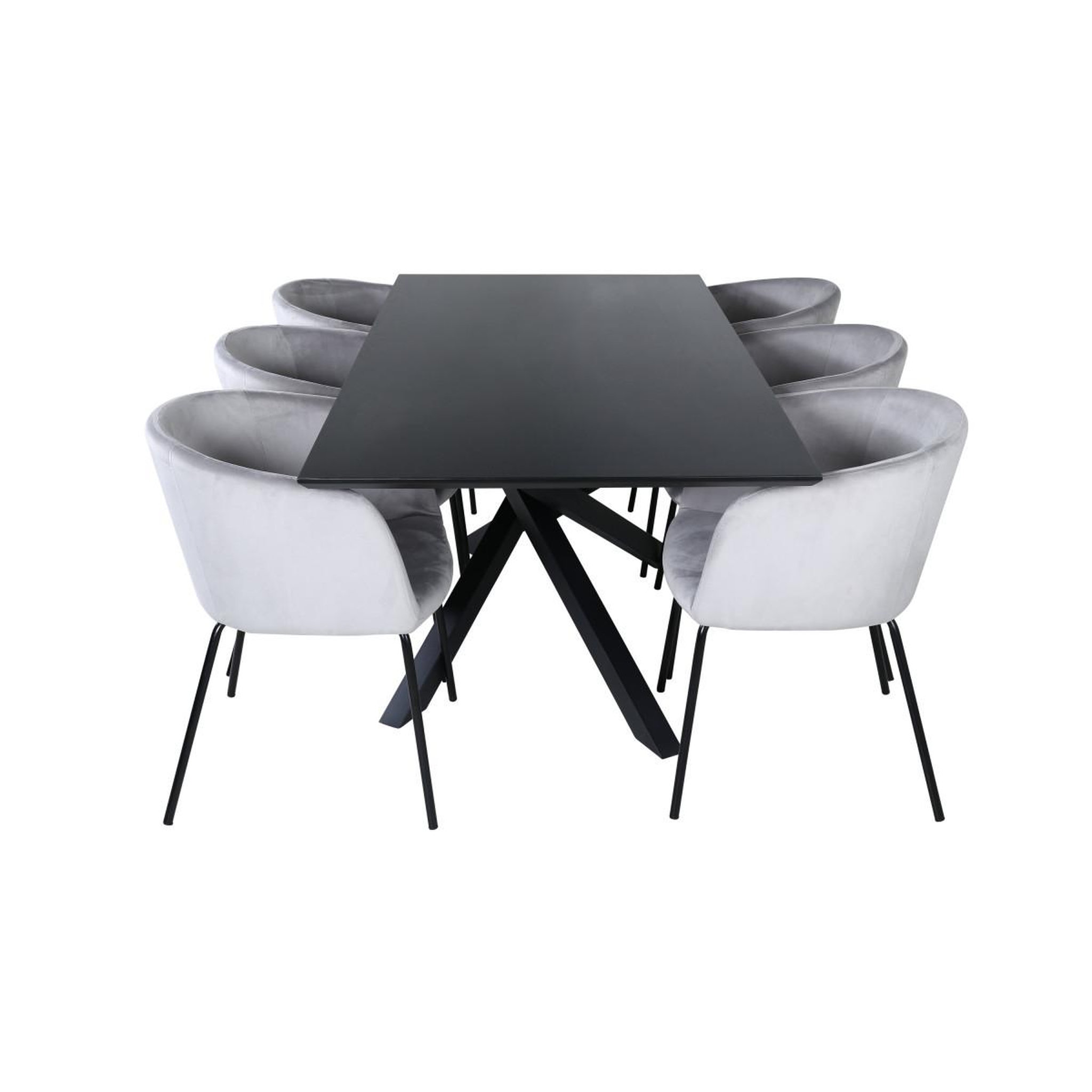 Voir la diapositive 2 : Paris Prix Ensemble table à manger & 6 chaises  piazza & berit  180cm noir & gris