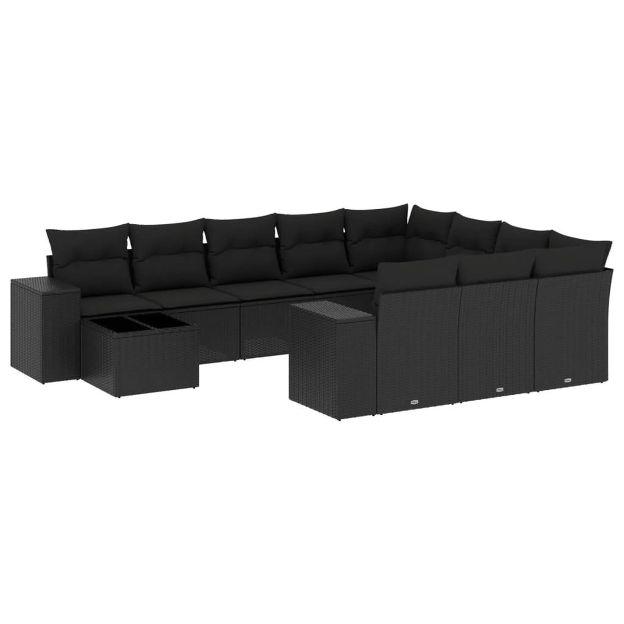 Voir la diapositive 2 : VIDAXL Salon de jardin 11 pcs avec coussins noir resine tressee