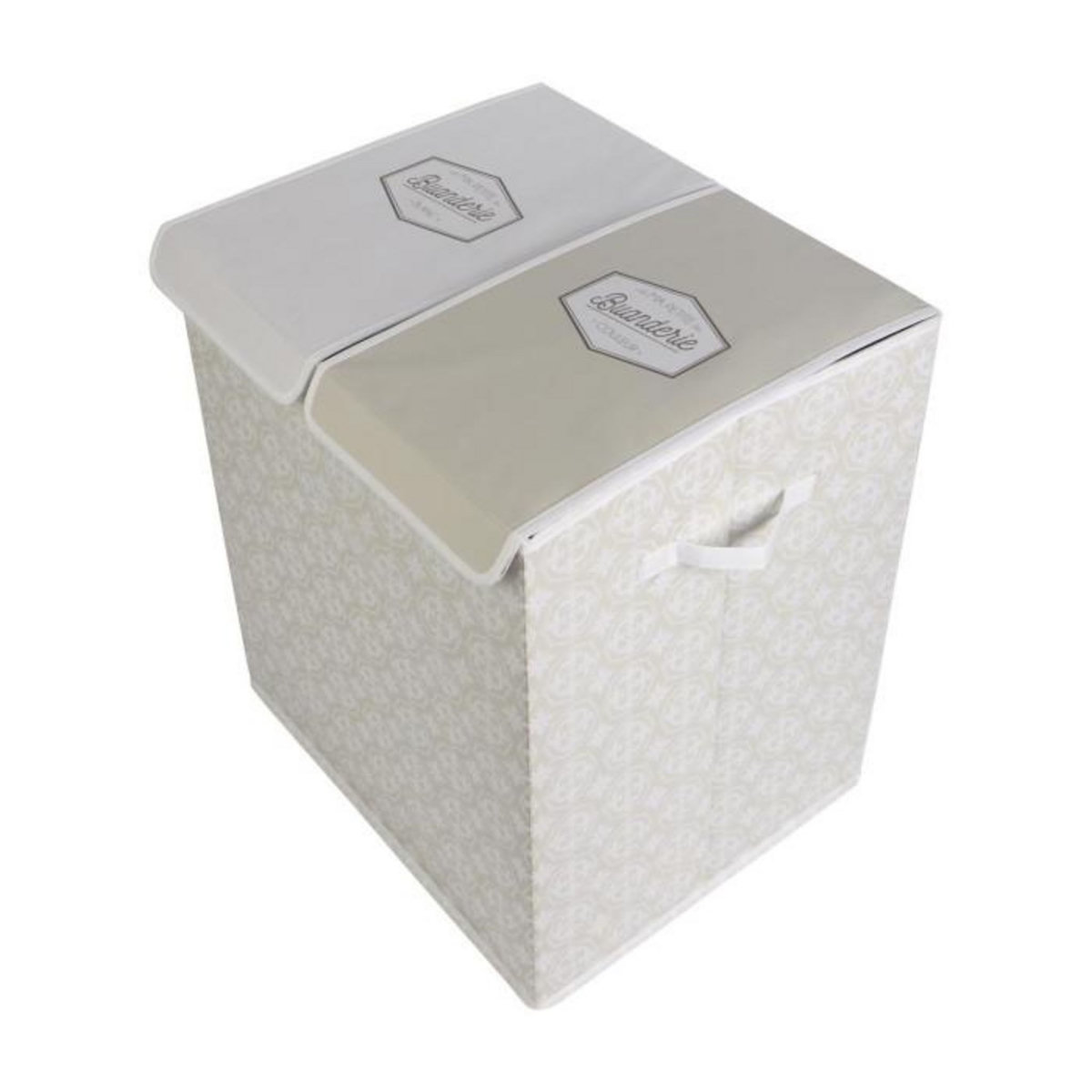 Paris Prix Panier à Linge Double  Ma Petite Buanderie  57cm Beige