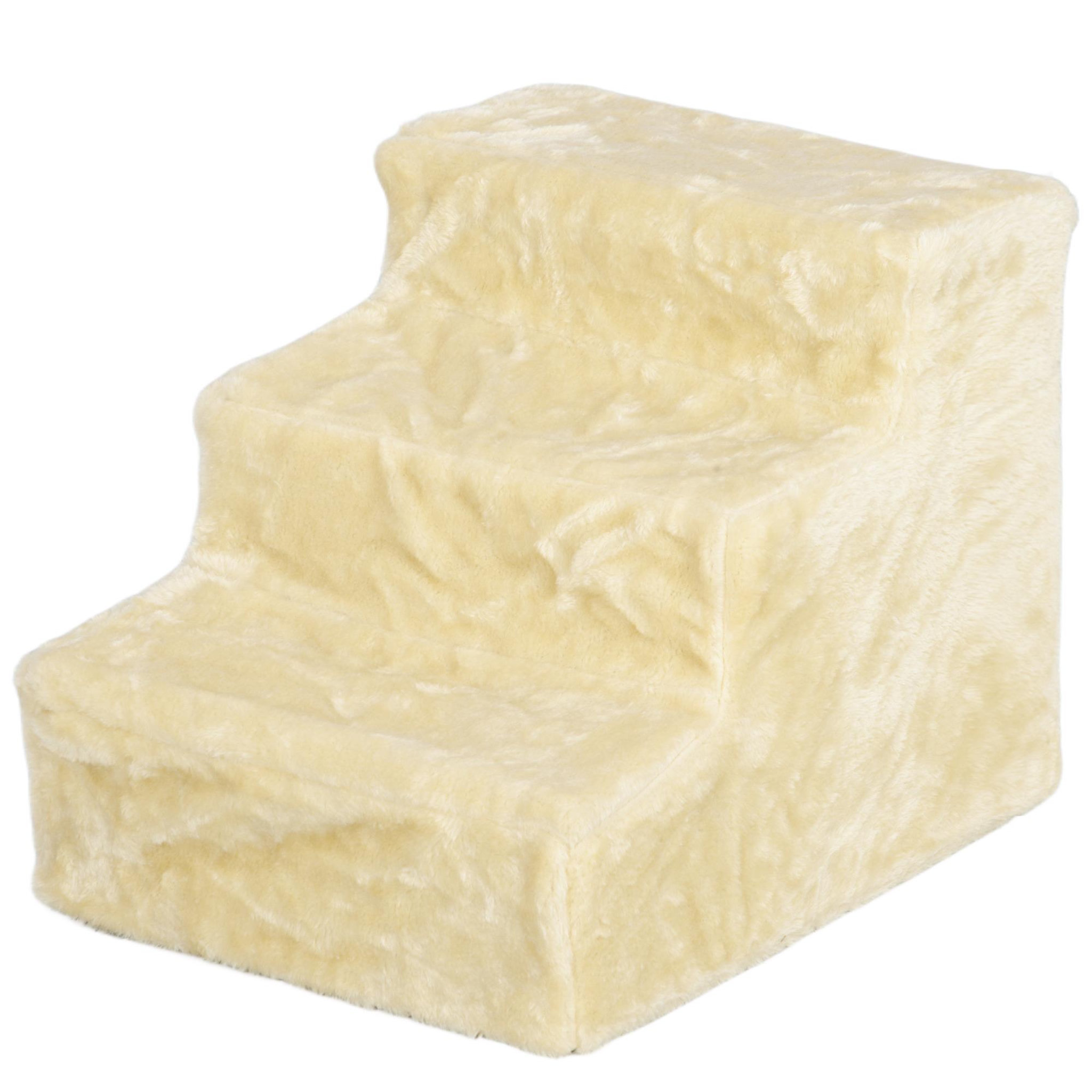 PAWHUT Escalier pour chien à 3 marches déhoussable lavable - 46 x 35 x 35 cm - beige