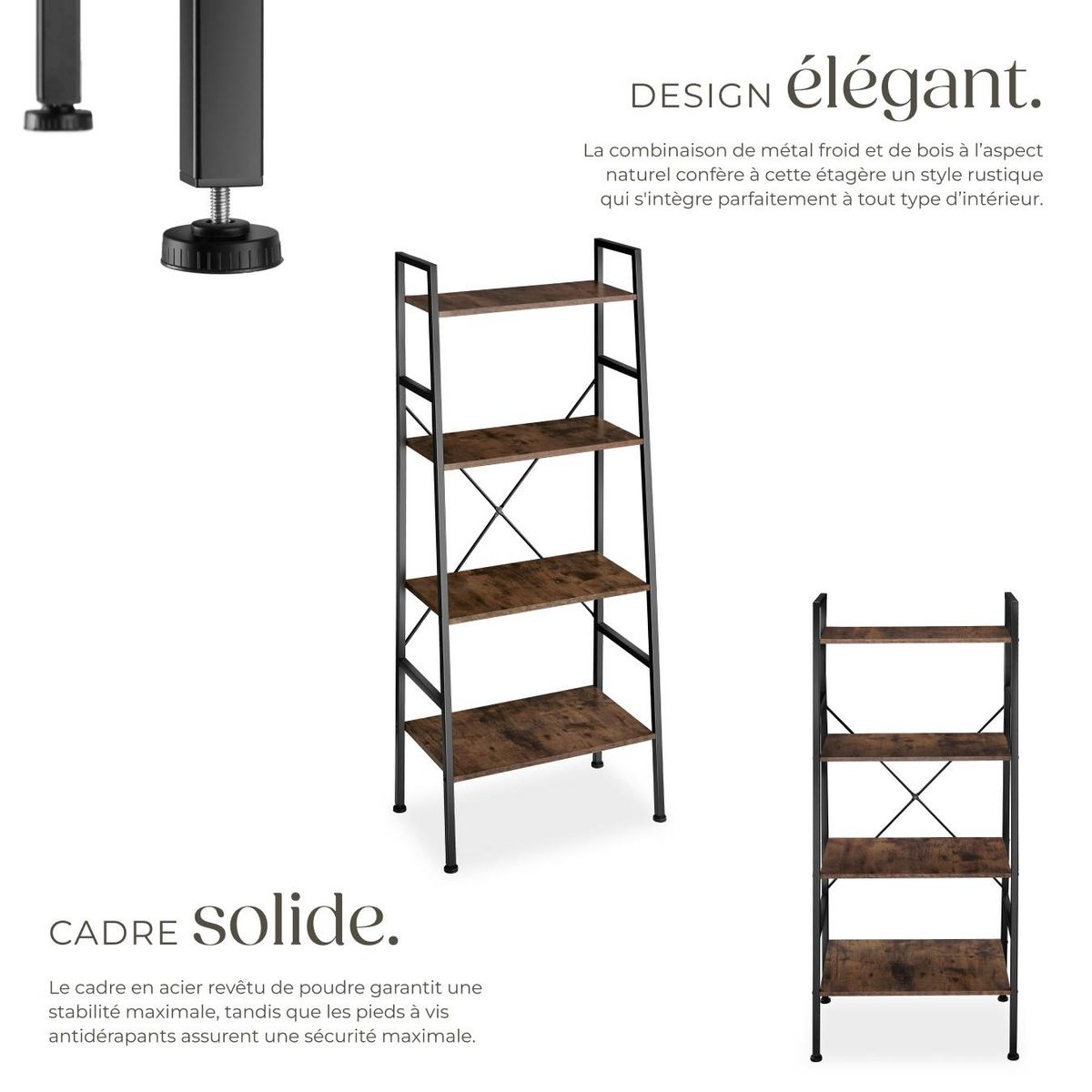 tectake Étagère style industriel Bois foncé industriel, rustique
