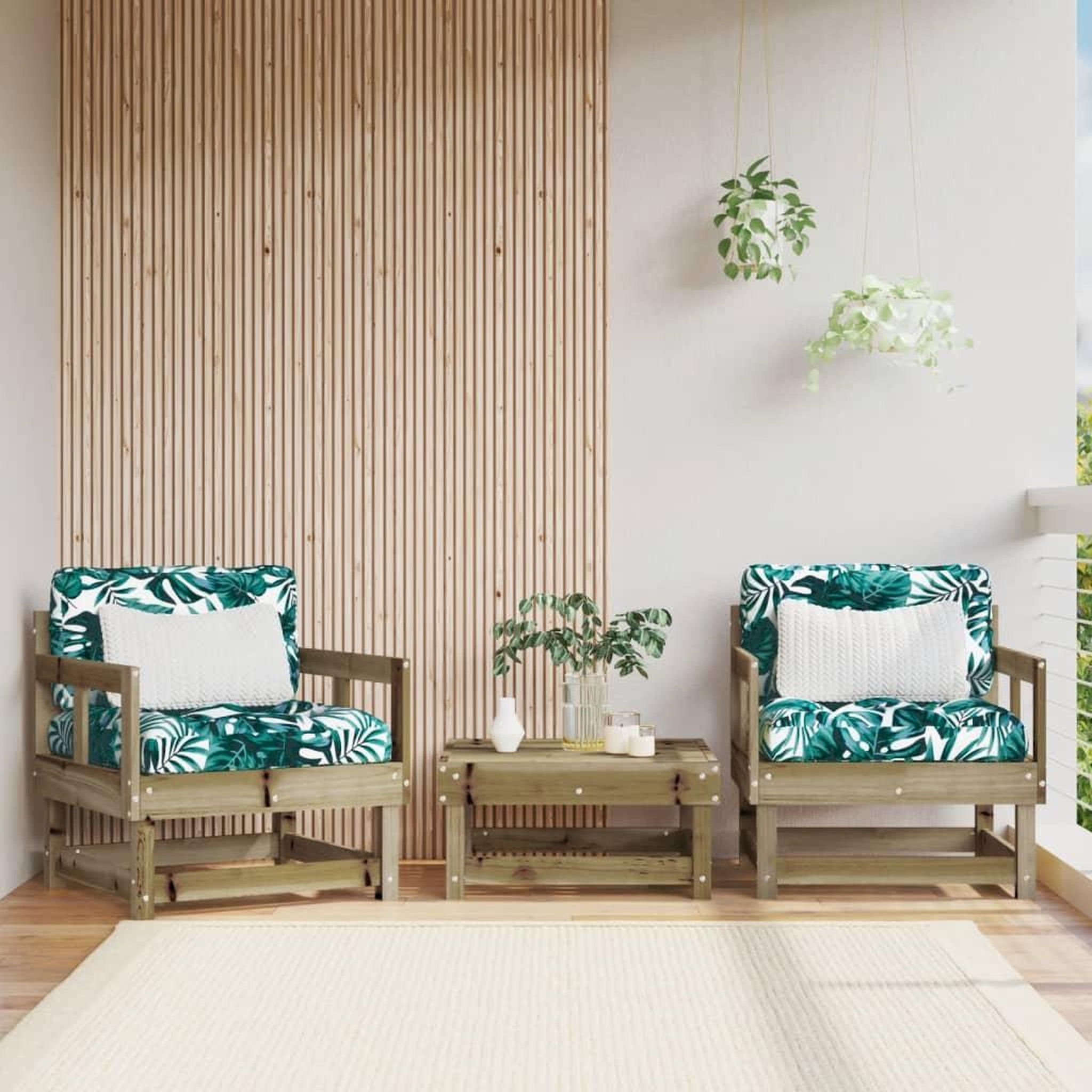 VIDAXL Chaises de jardin avec coussins lot de 2 bois de pin impregne