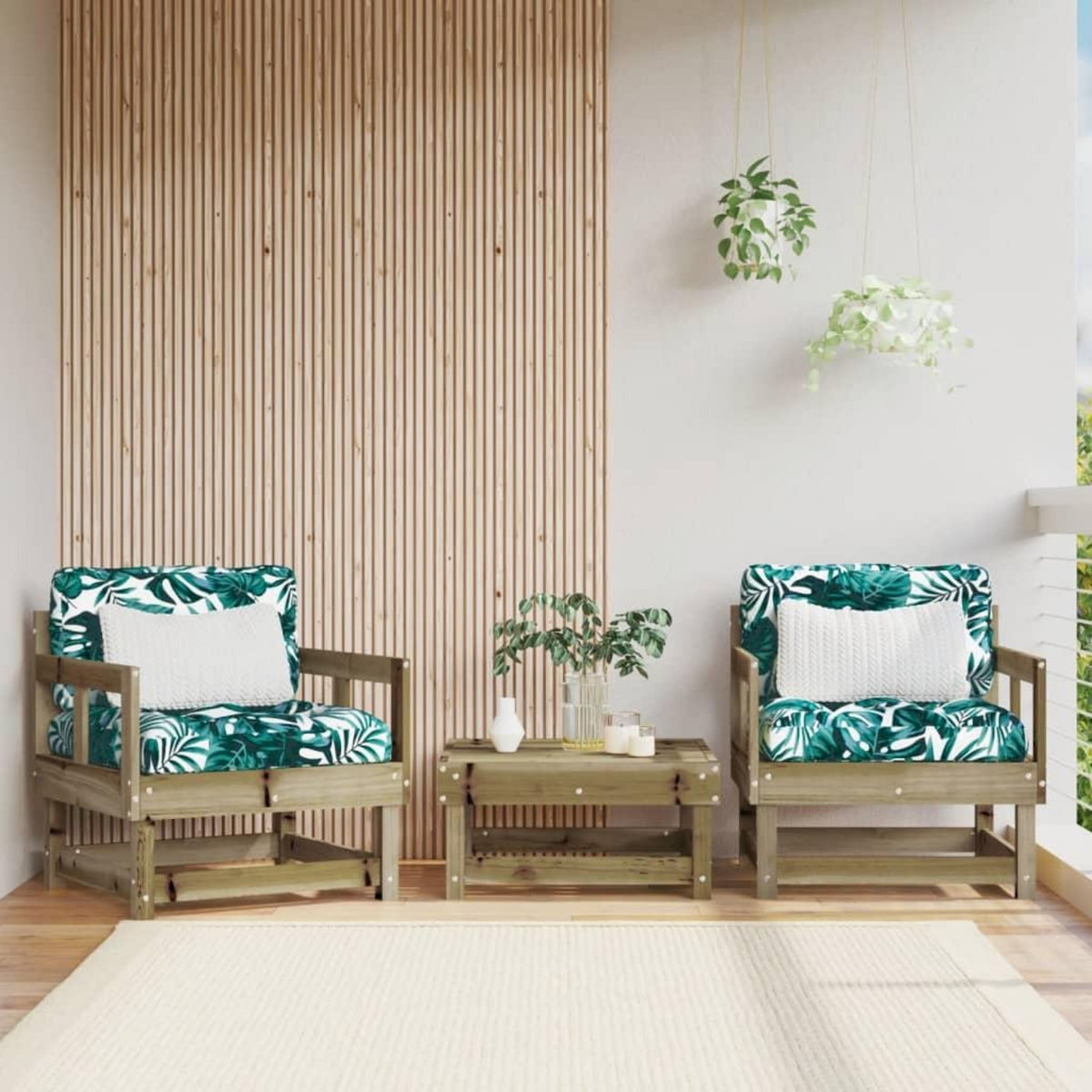 VIDAXL Chaises de jardin avec coussins lot de 2 bois de pin impregne
