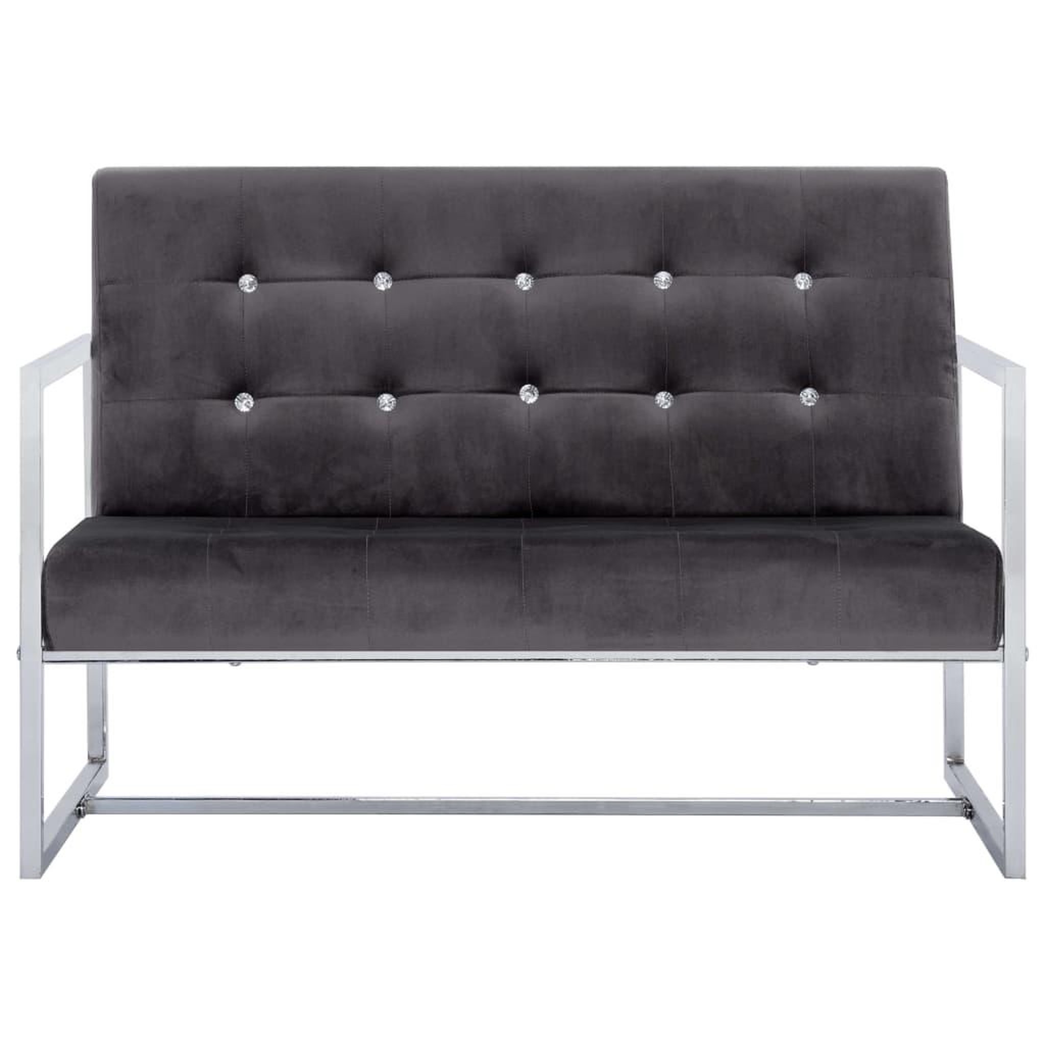 Voir la diapositive 3 : VIDAXL Canape 2 places avec accoudoirs Gris fonce Chrome et velours