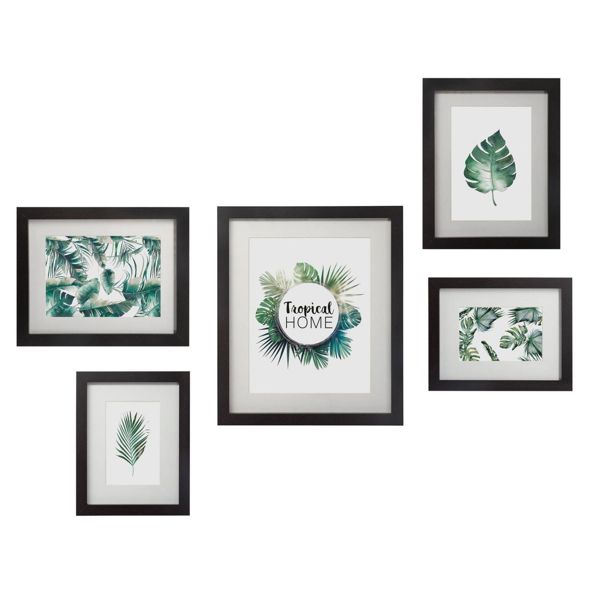 ATMOSPHERA 5 Cadres photos muraux Tropical - Noir