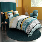 ATELIER DU COTON Parure de couette 100%coton 57fils/cm2 - citedor. Coloris disponibles : Bleu