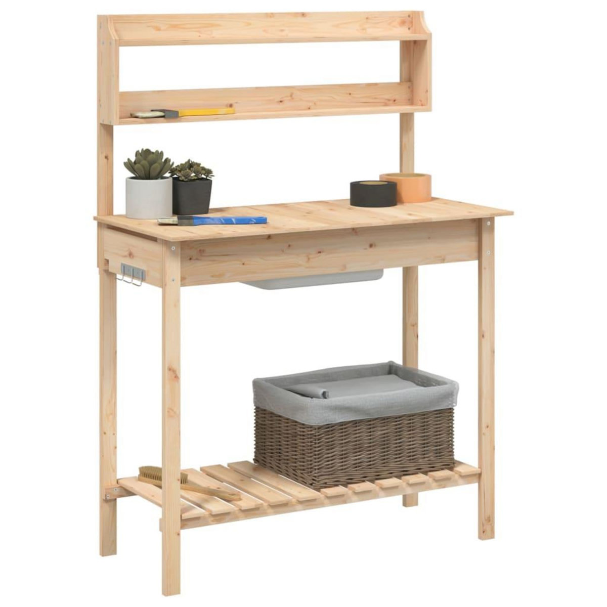 VIDAXL Table de rempotage et evier 147,5x44x139,5 cm bois massif sapin