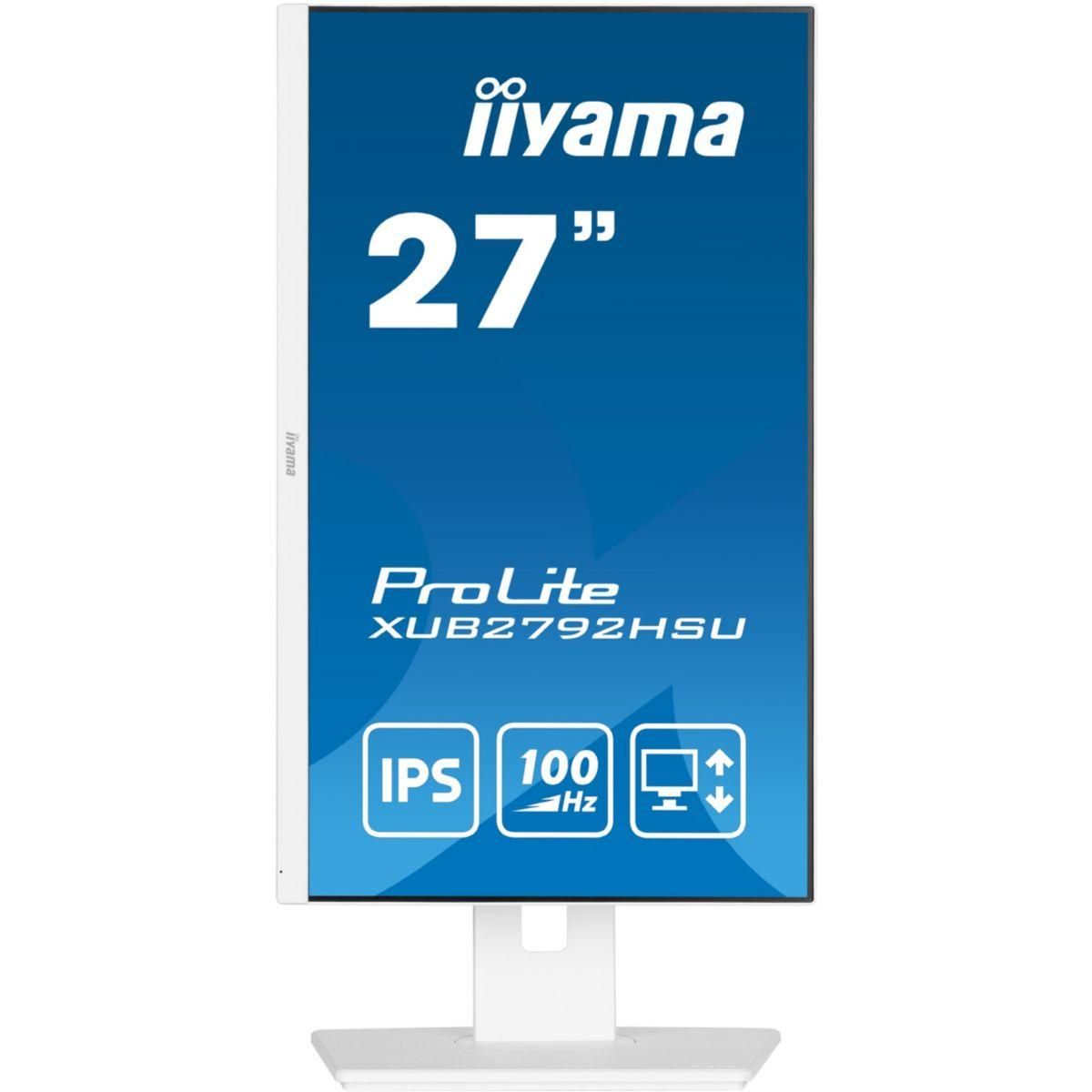 Iiyama Ecran PC PROLITE XUB2792HSU-W6 27''Plat IPS Blanc