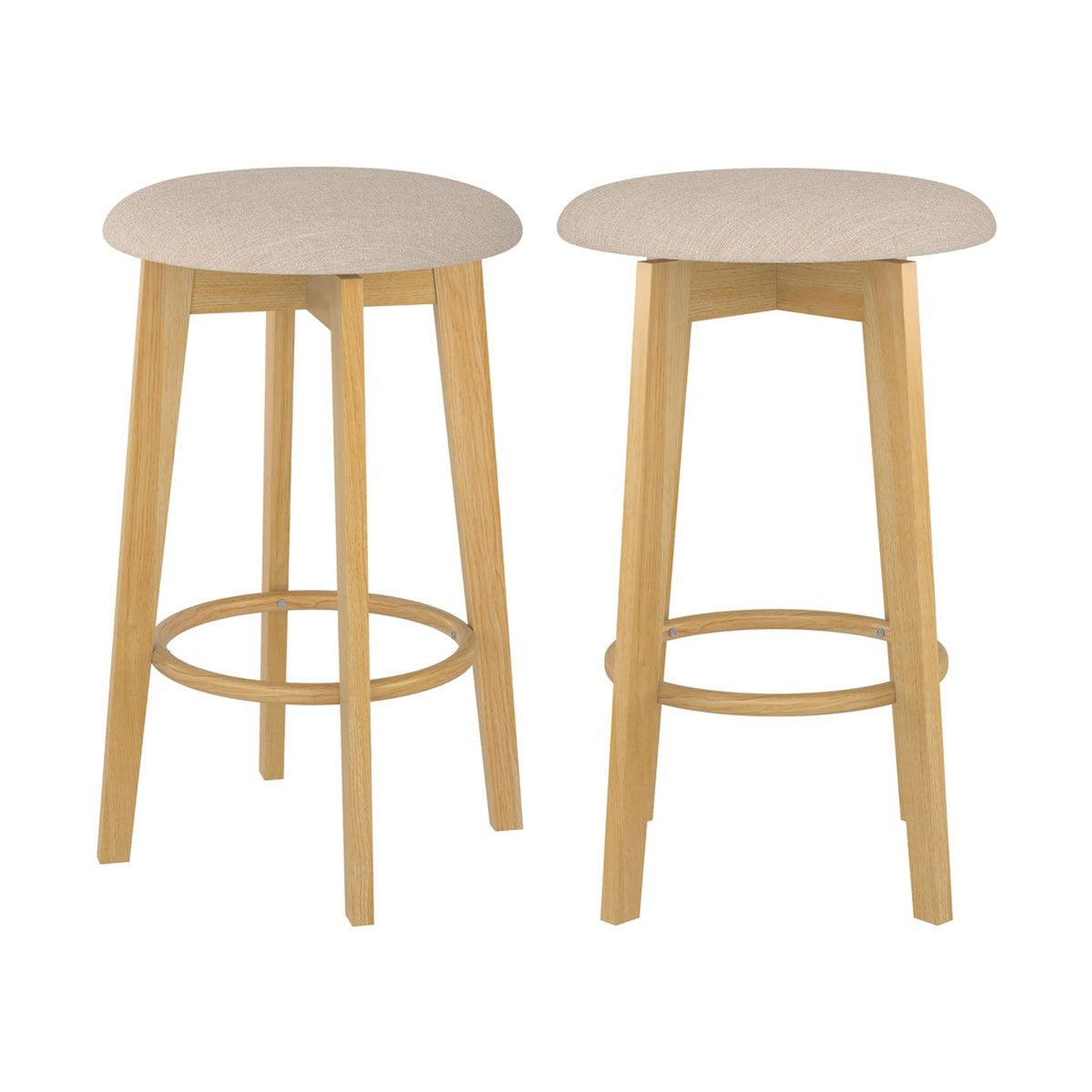 Rendez vous déco Lot de 2 tabourets pour îlot central 66 cm en tissu beige - Vahina