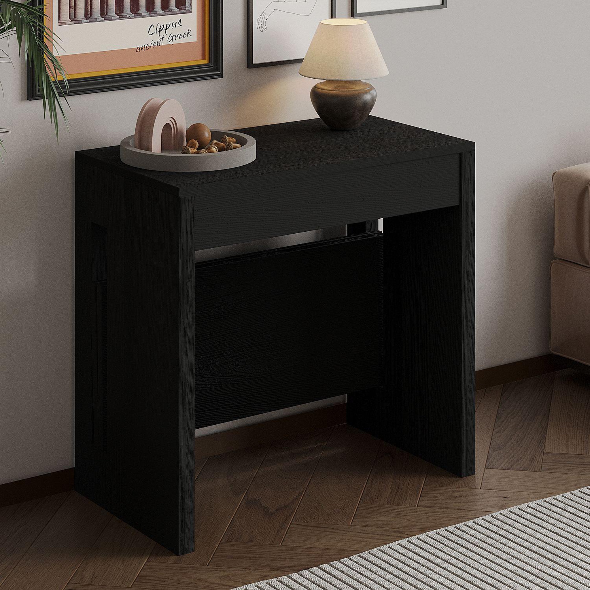 Voir la diapositive 4 : Habitat et Jardin Table repas extensible en bois  nivo  - 80 x 44 x 76 cm - noir