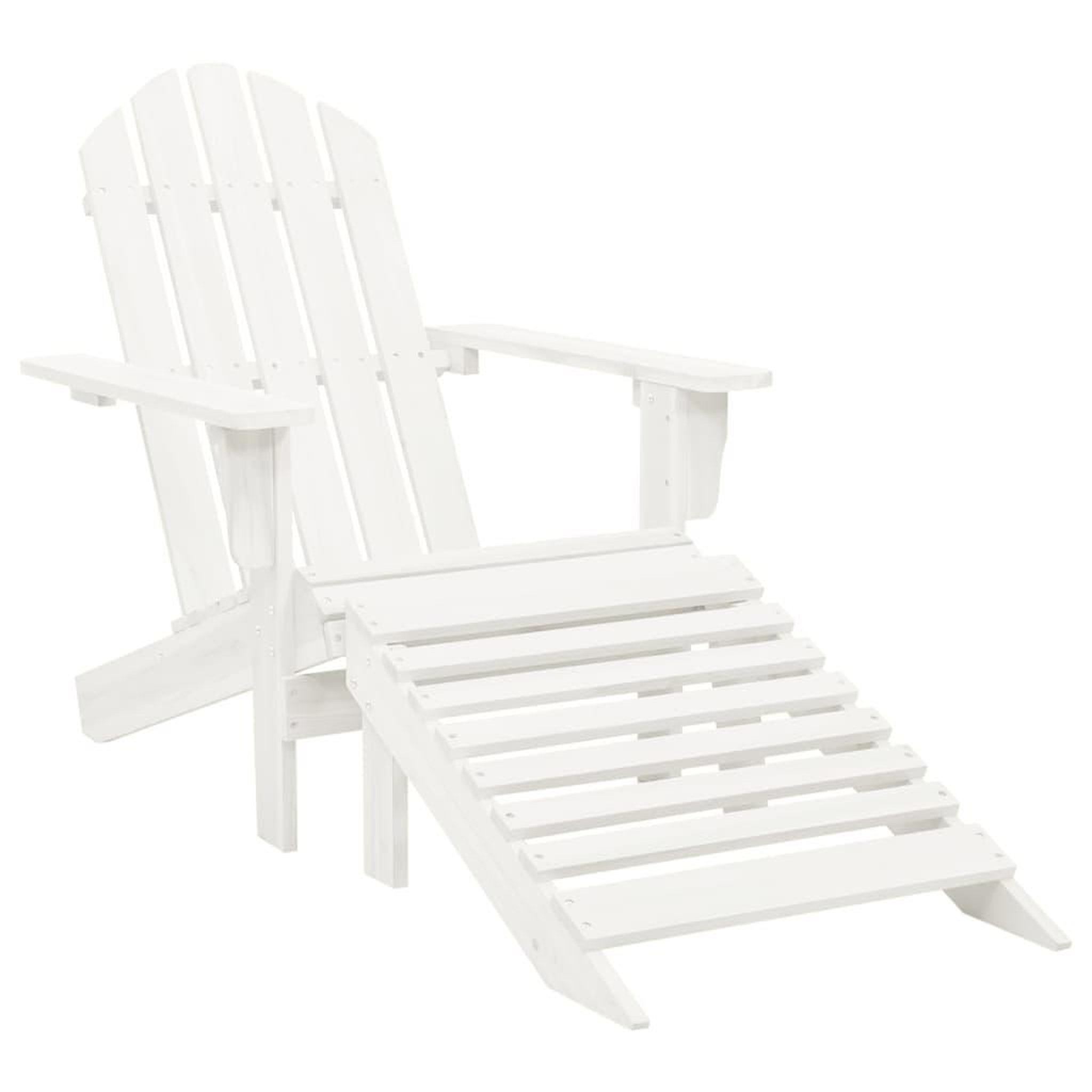 Voir la diapositive 1 : VIDAXL Chaise de jardin avec pouf Bois Blanc