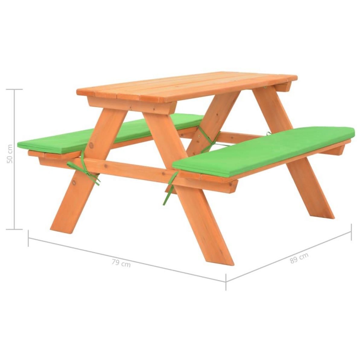 VIDAXL Table de pique-nique pour enfants avec bancs 89x79x50 cm Sapin