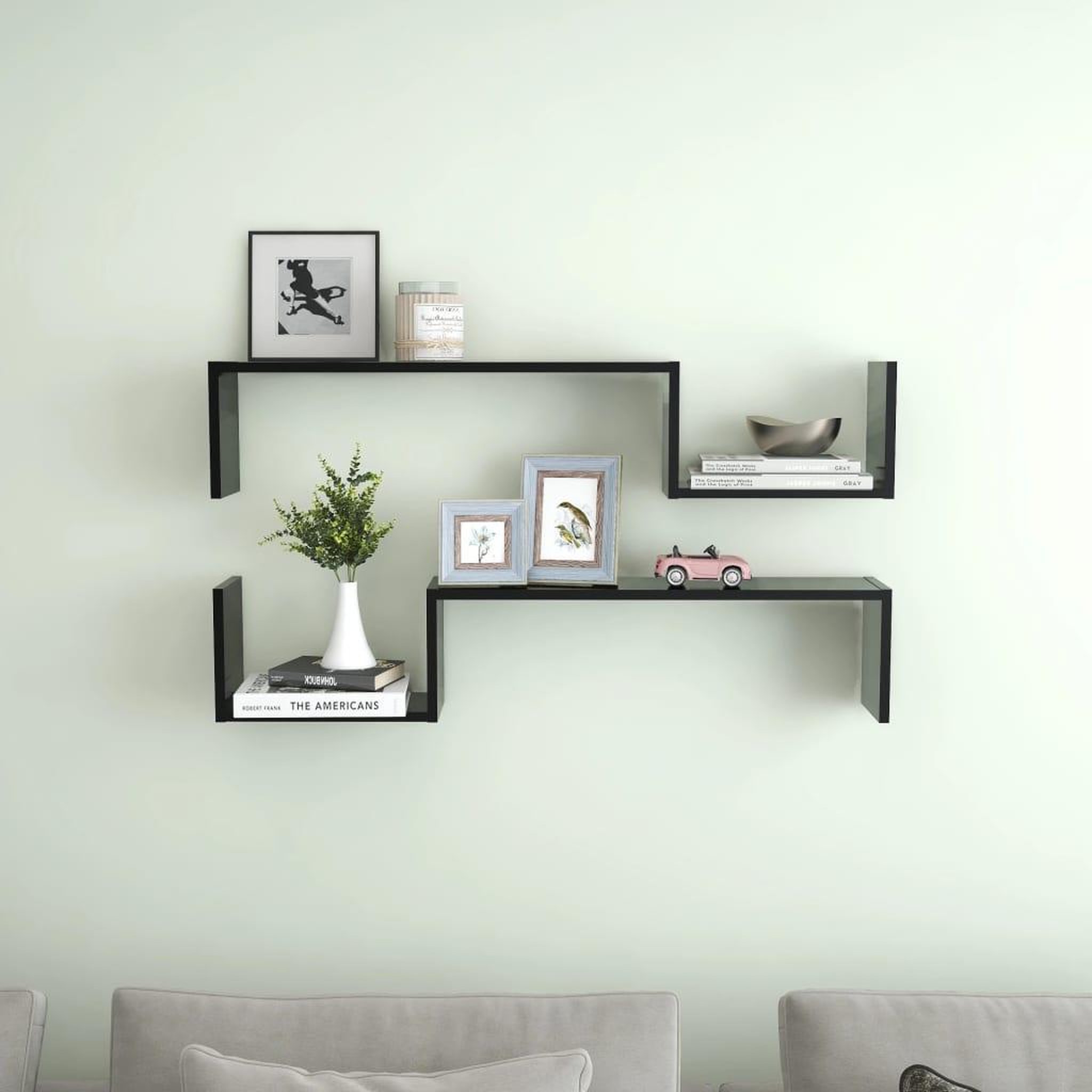 Voir la diapositive 1 : VIDAXL Etageres murales 2 pcs noir 100x15x20 cm bois d'ingenierie