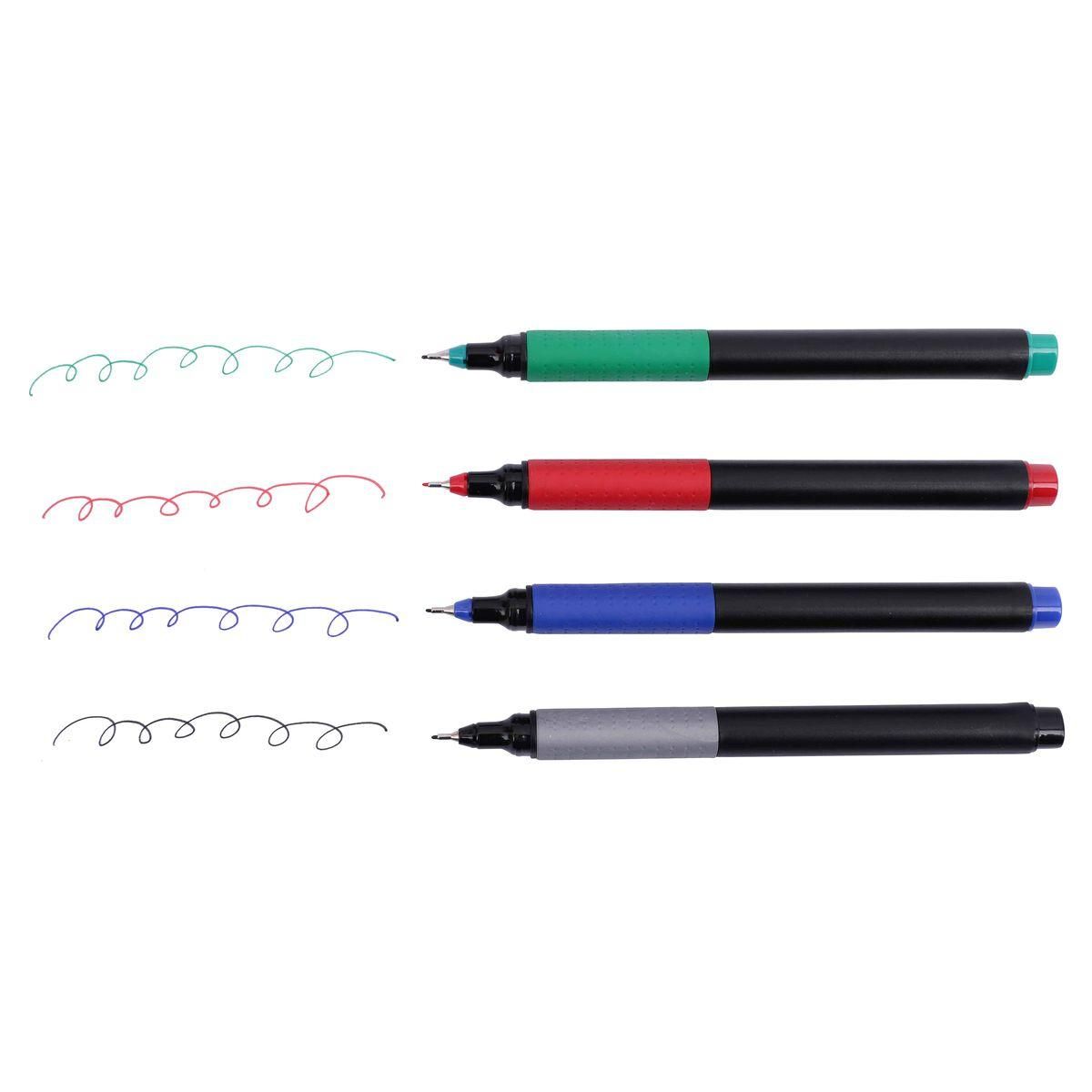 AUCHAN Lot de 4 stylos feutres d'écriture pointe fine 0.5mm coloris assortis